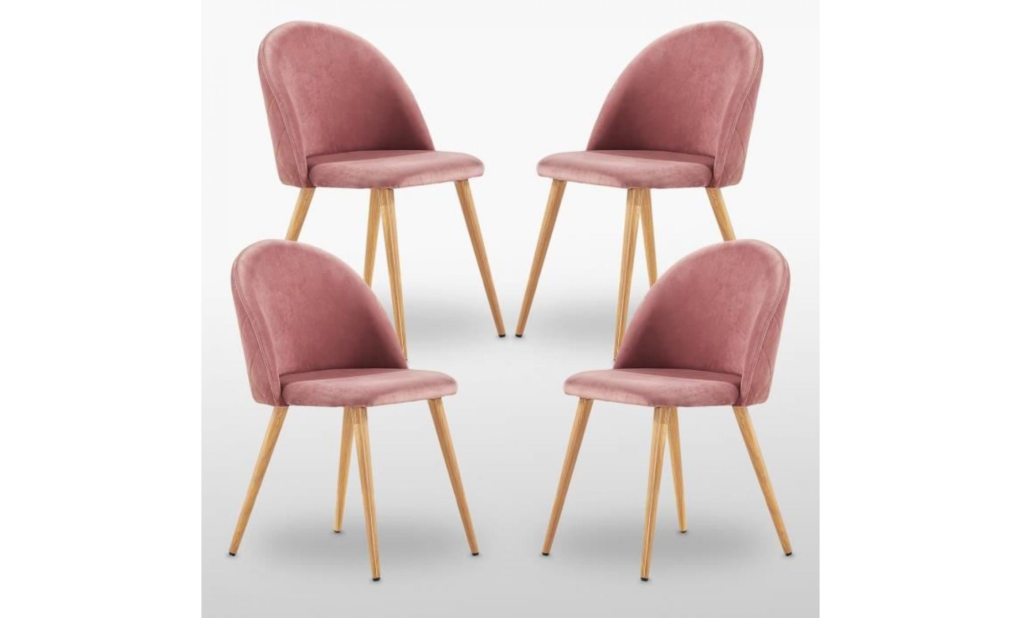 lot de 4 chaise rose provence velour design retro, de salle a manger , salon,chambre et dressing ,cuisine et petit déjeuner,bureau