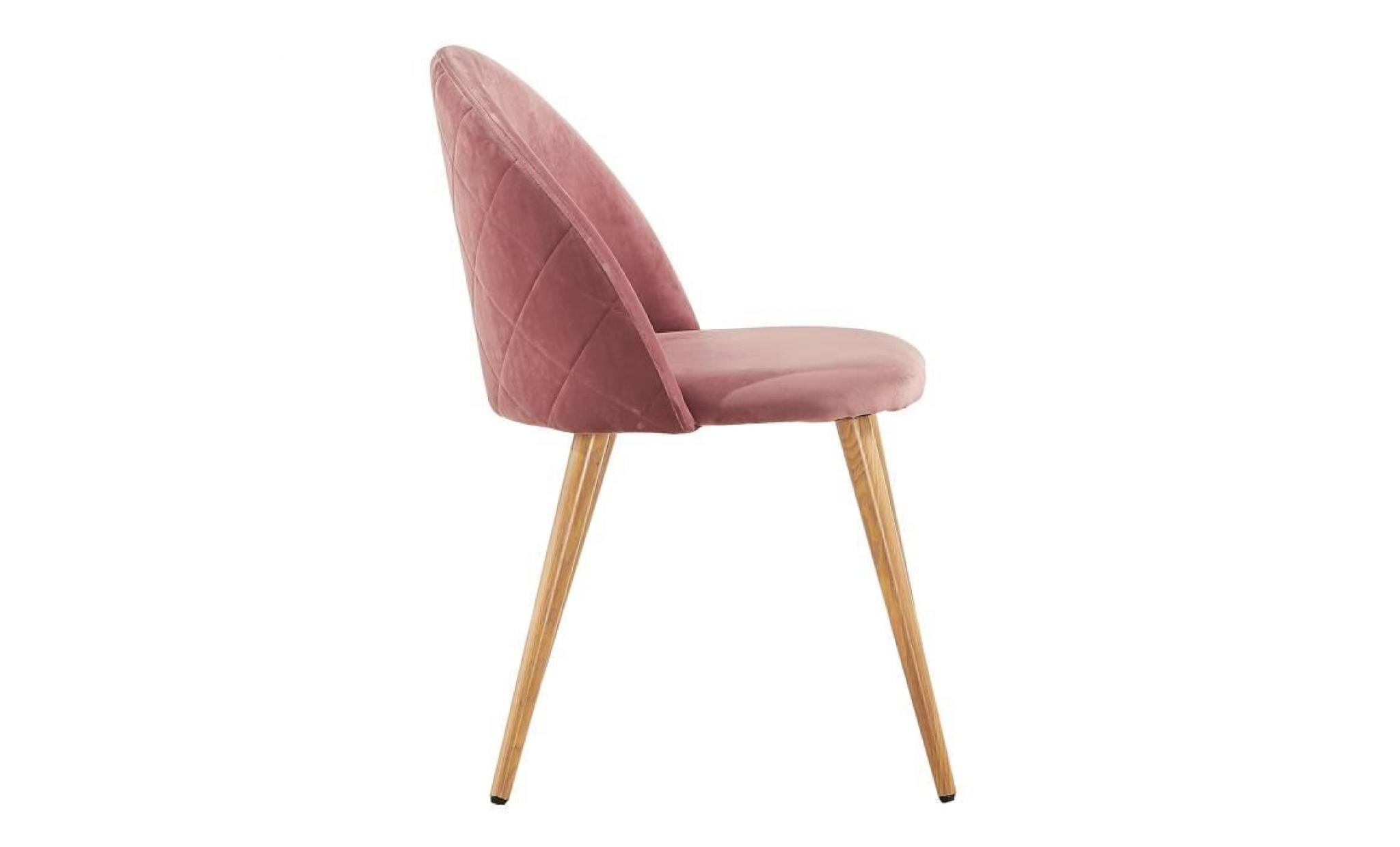 lot de 4 chaise rose provence velour design retro, de salle a manger , salon,chambre et dressing ,cuisine et petit déjeuner,bureau pas cher
