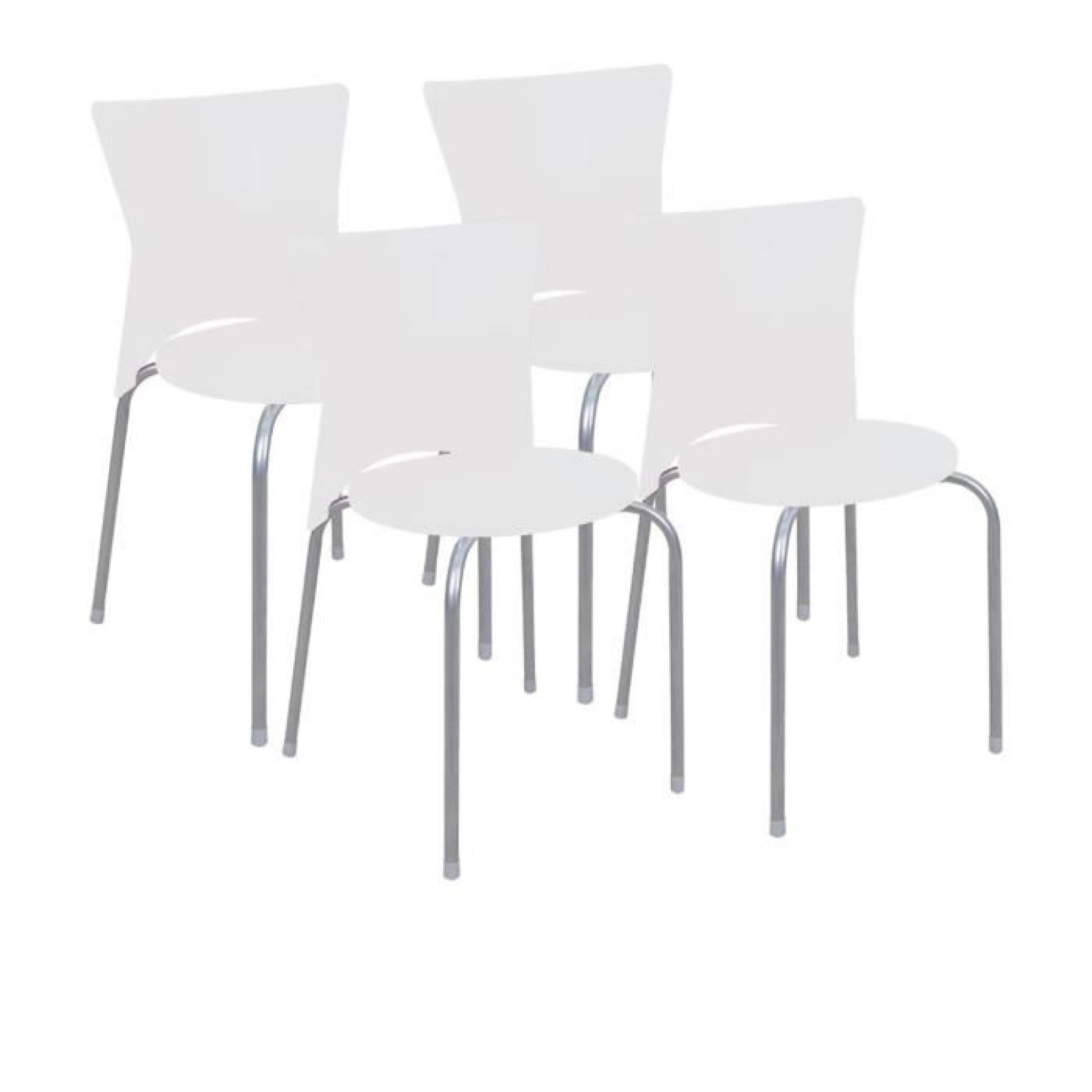 STUDIO Lot de 4 chaises de salle à manger 45x46x76 cm - Blanc pas cher