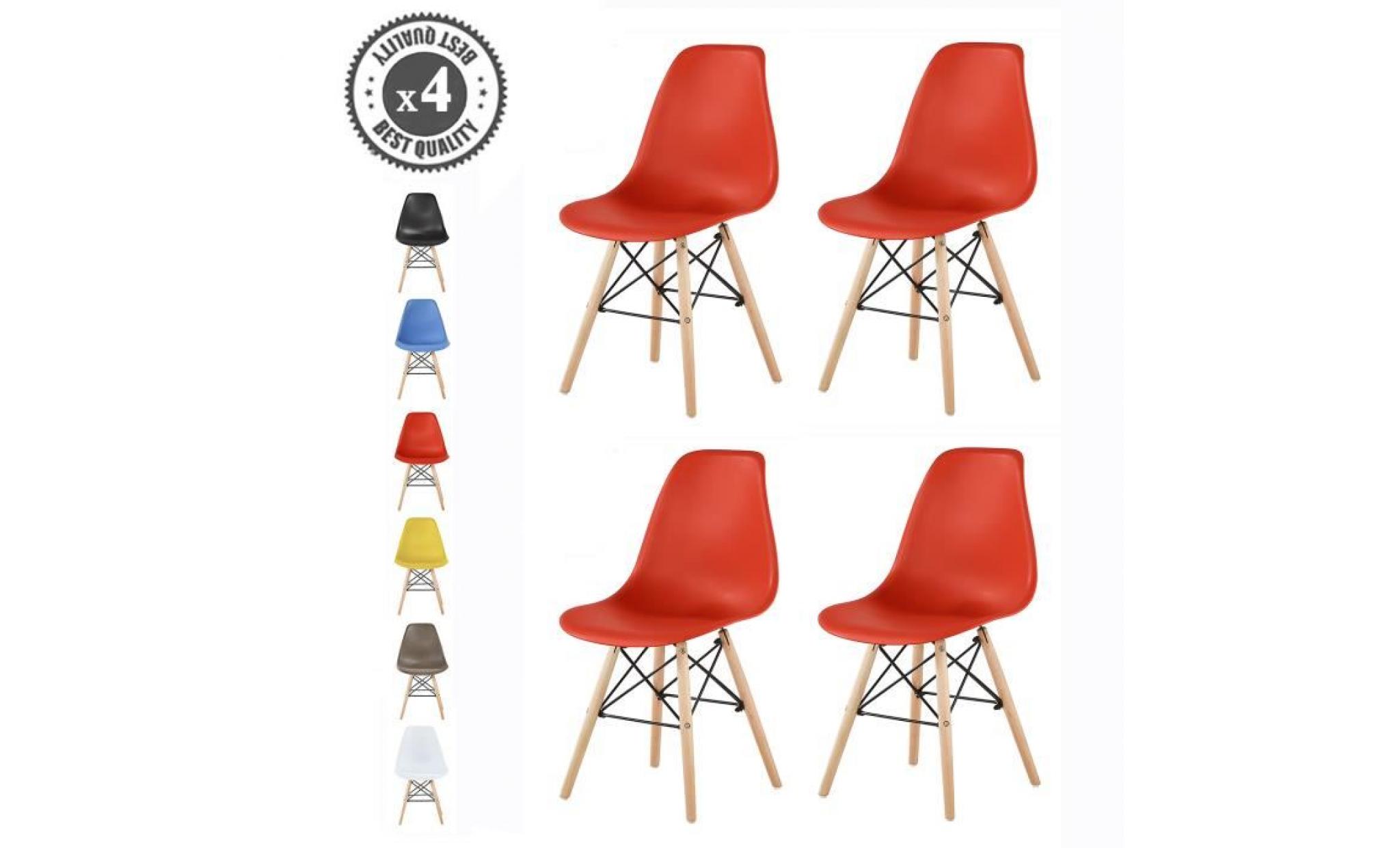 lot de 4 chaises au design moderne de style scandinave, lia par mcc (blanc)