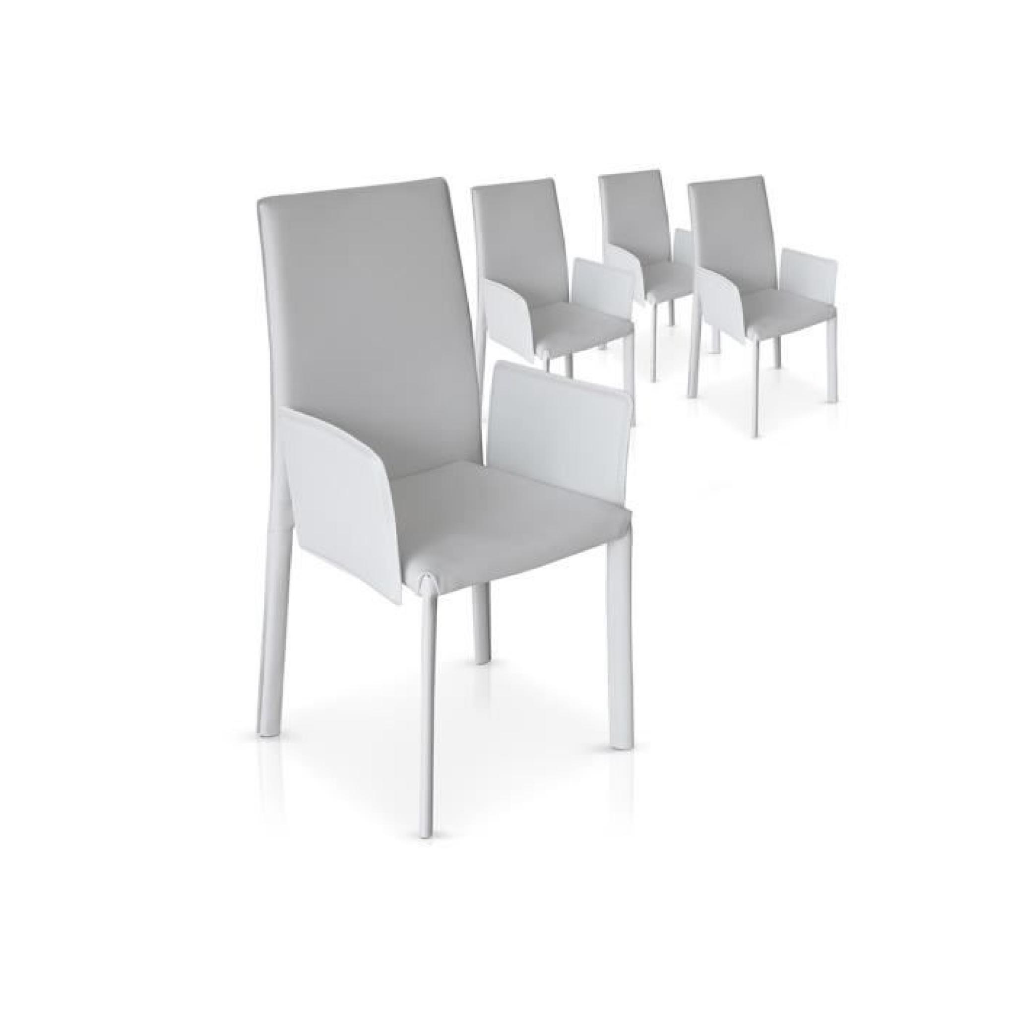 Lot de 4 chaises blanches avec accoudoirs / PU Monta