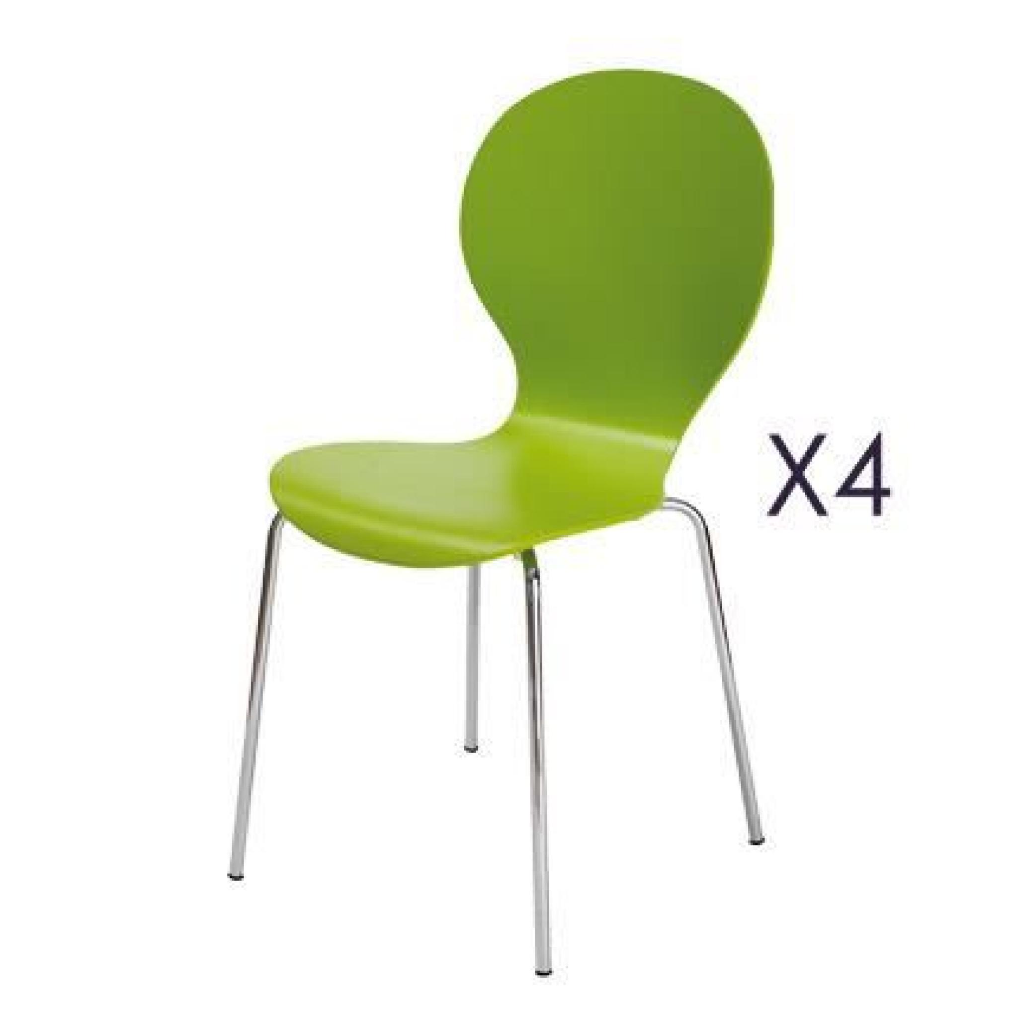 Lot de 4 chaises - coloris vert anis