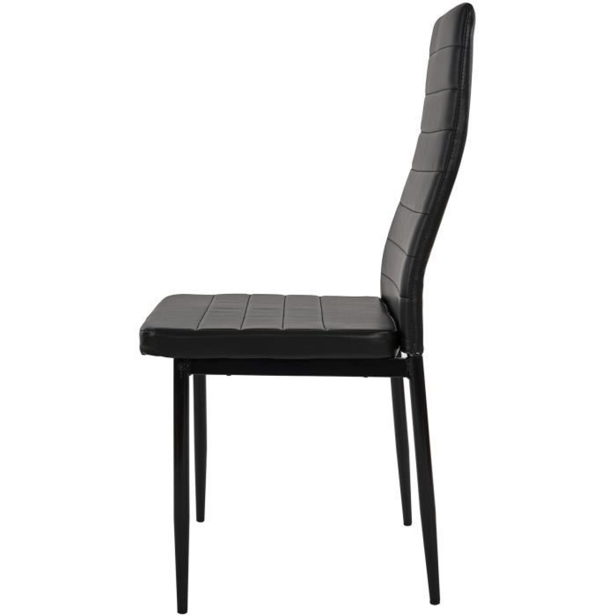 Lot de 4 chaises couleur noires en PU avec tubes en acier, H 95 x L 43 x P 53 cm pas cher