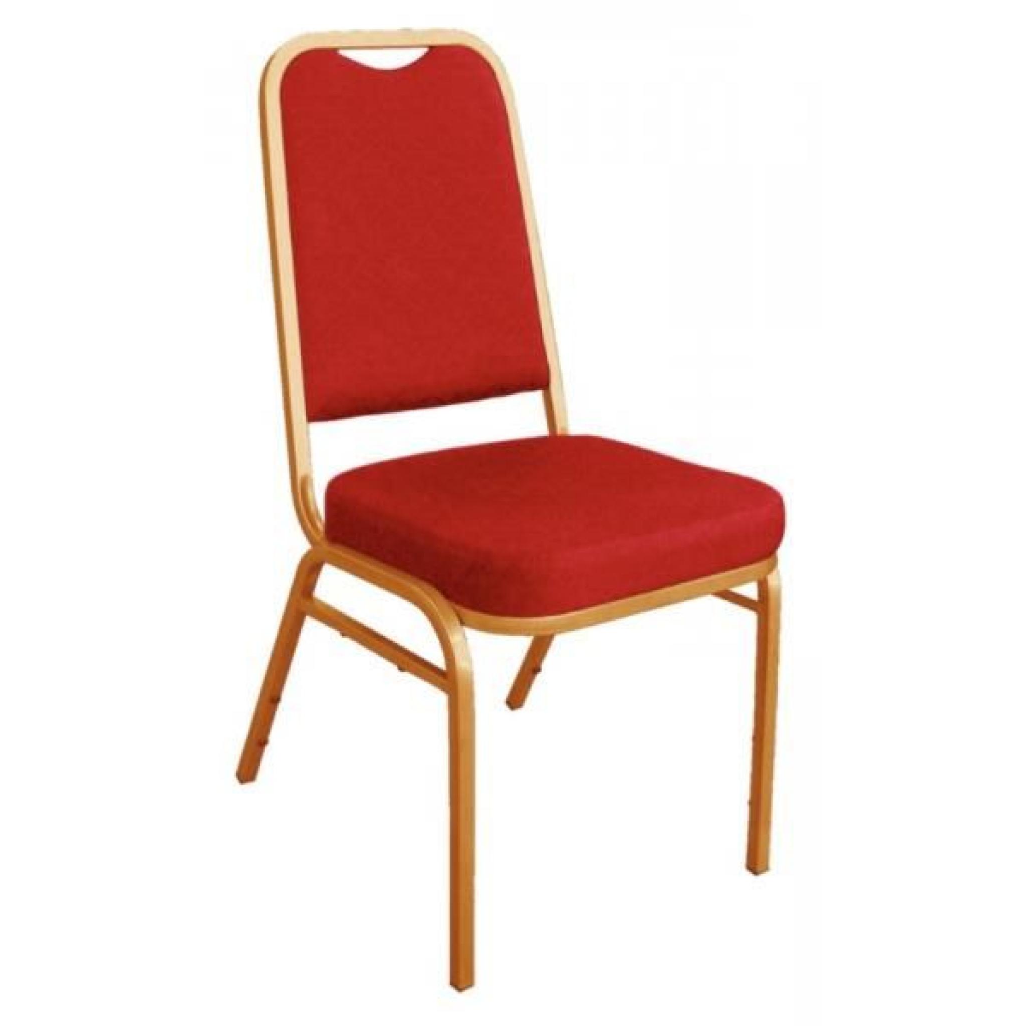 Lot de 4 chaises de banquet rouge à dossier carré en tissu