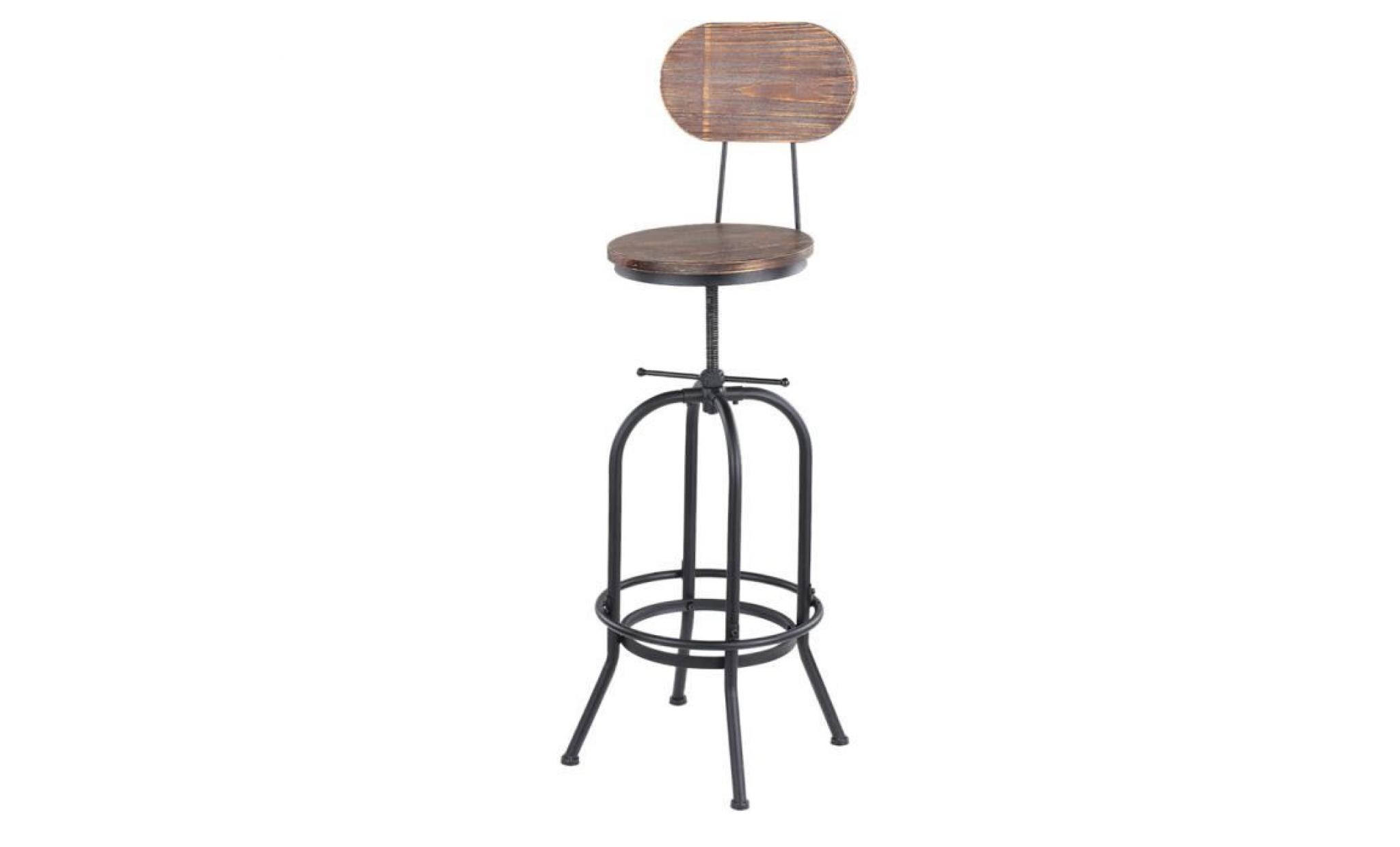 lot de 4 chaises de bar de style industriel en bois réglable en hauteur, lot de 2 tabourets de bar, tabouret de bar industriel bois pas cher