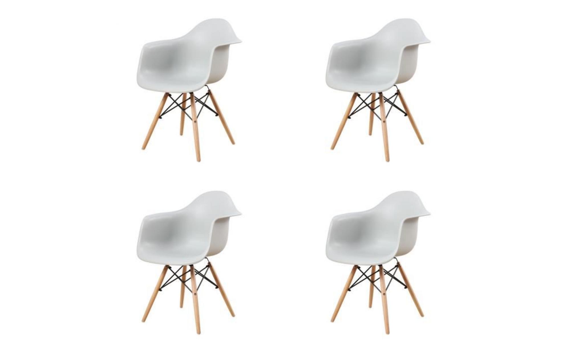 lot de 4 chaises de salle à manger avec fauteuil design scandinave blanches