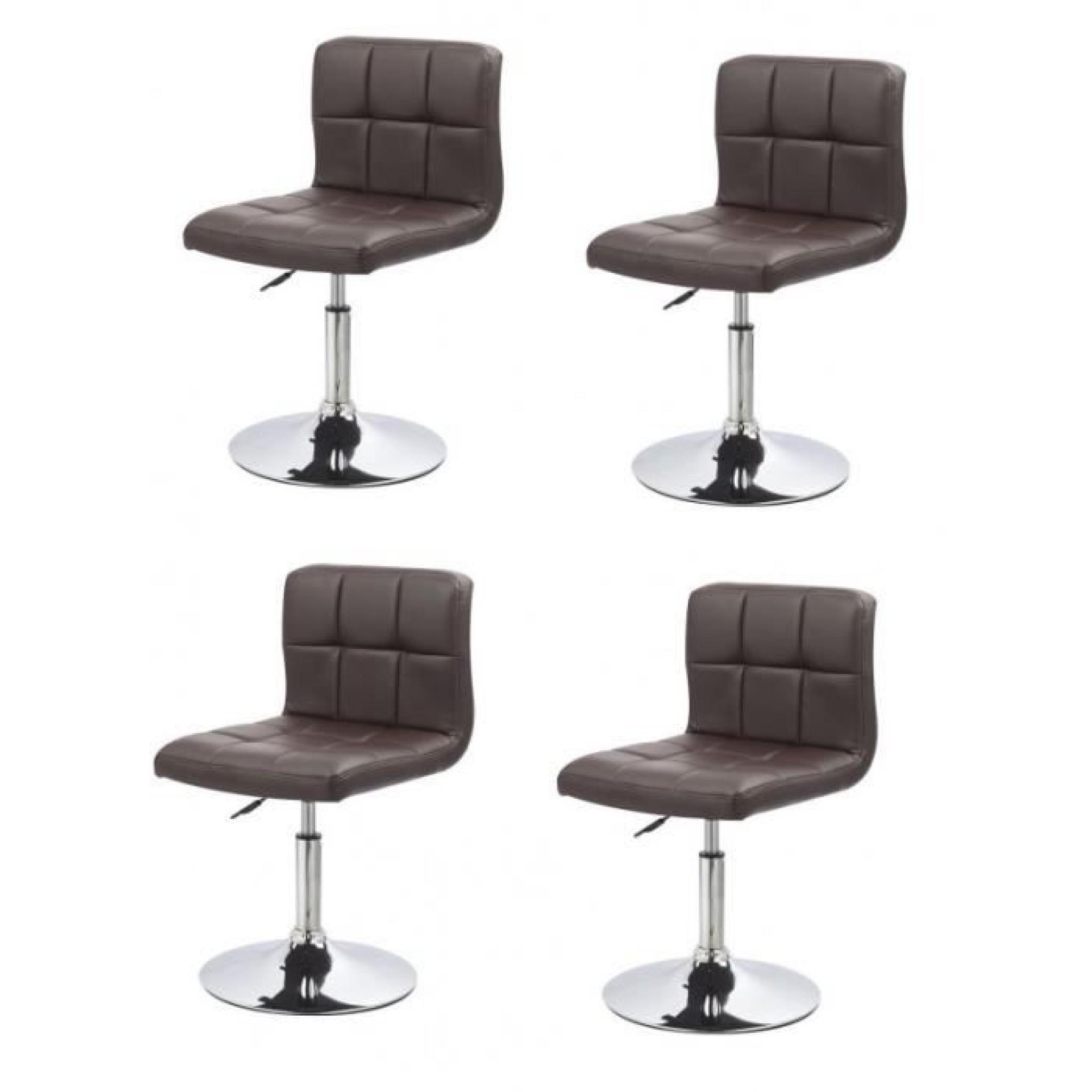 Lot de 4 chaises de salle à manger / cuisine simili-cuir marron clair hauteur réglable CDS09119