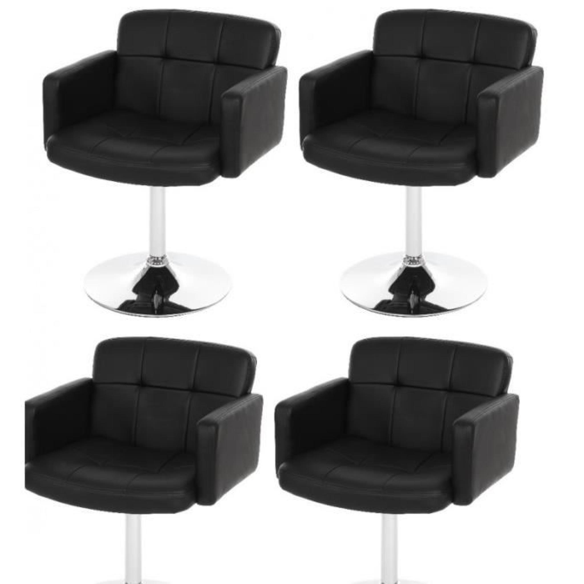 Lot de 4 fauteuils chaises de salle à manger simili-cuir noir pivotant CDS04156