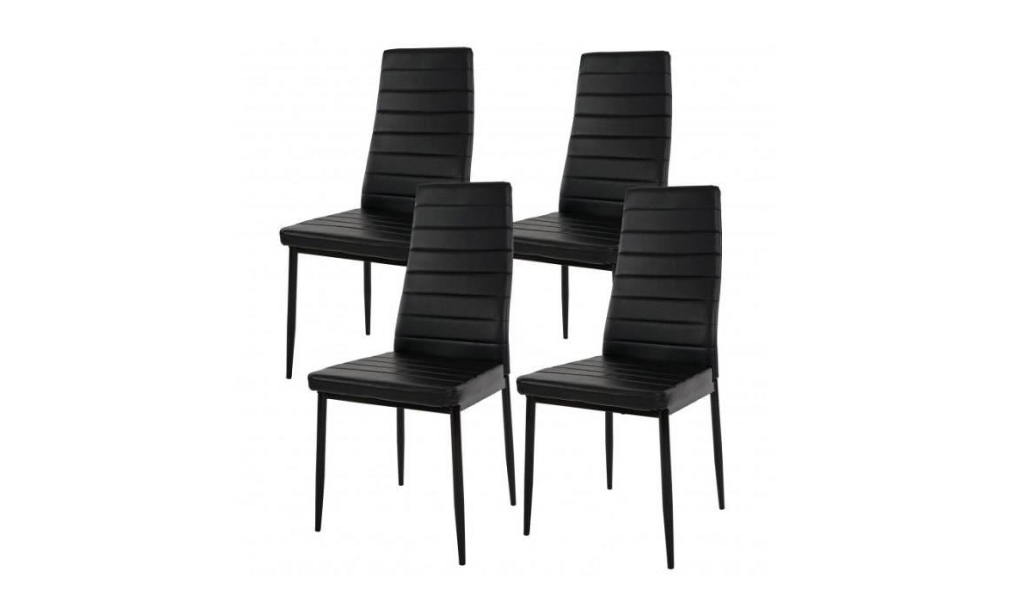 Lot de 4 chaises de salle à manger noir cuir PU CDS04112