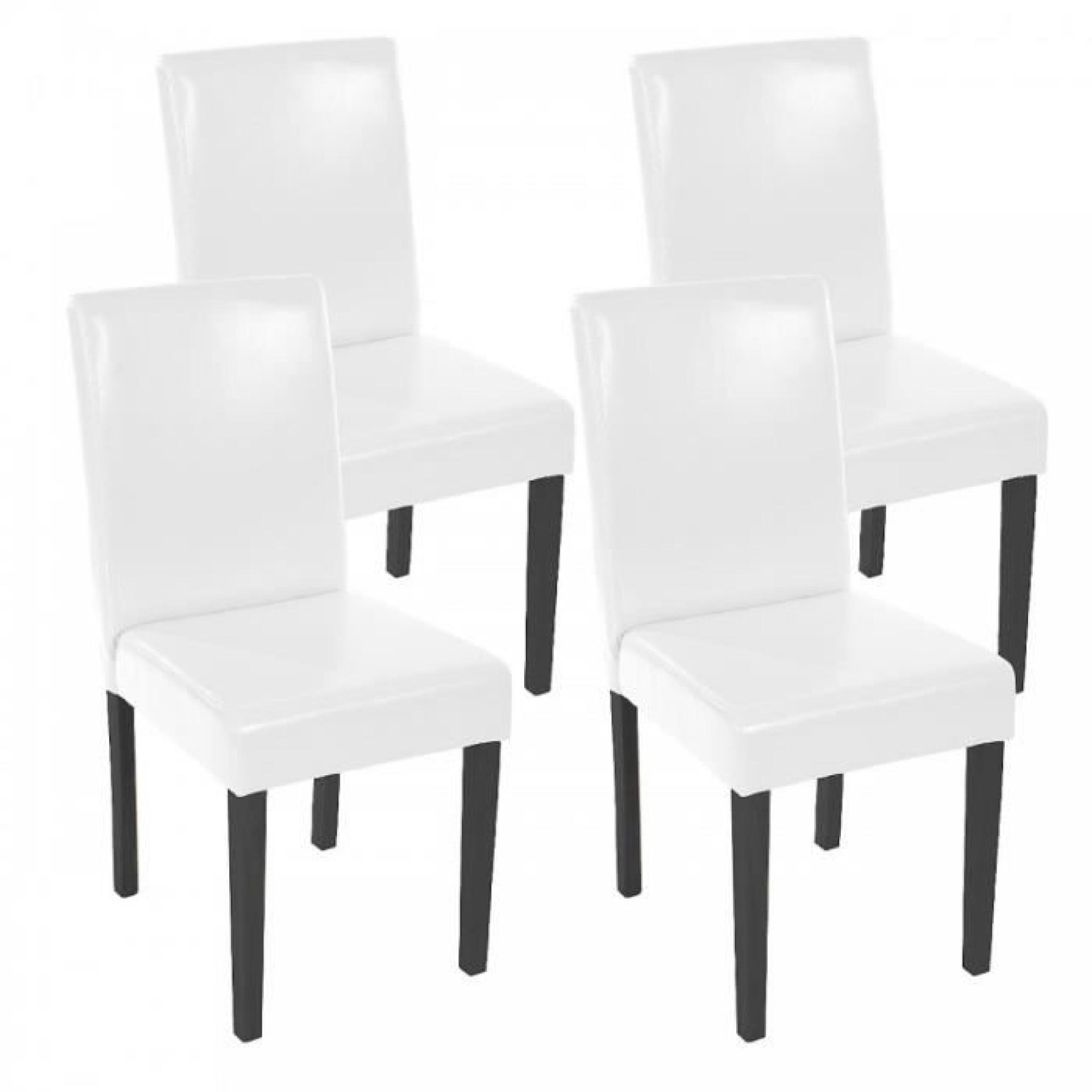 Lot de 4 chaises de salle à manger simili-cuir blanc pieds foncés CDS04148
