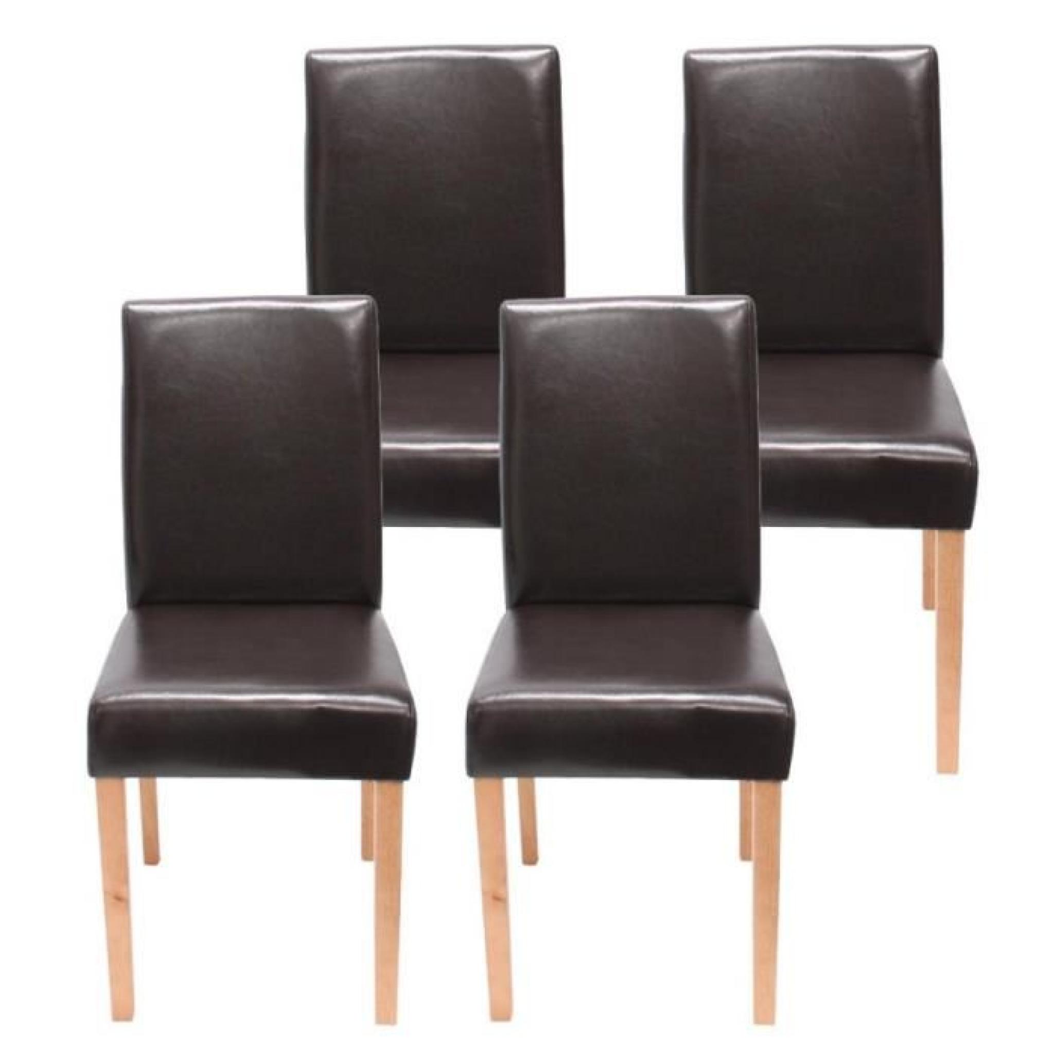 Lot de 4 chaises de salle à manger simili-cuir marron pieds clairs CDS04140