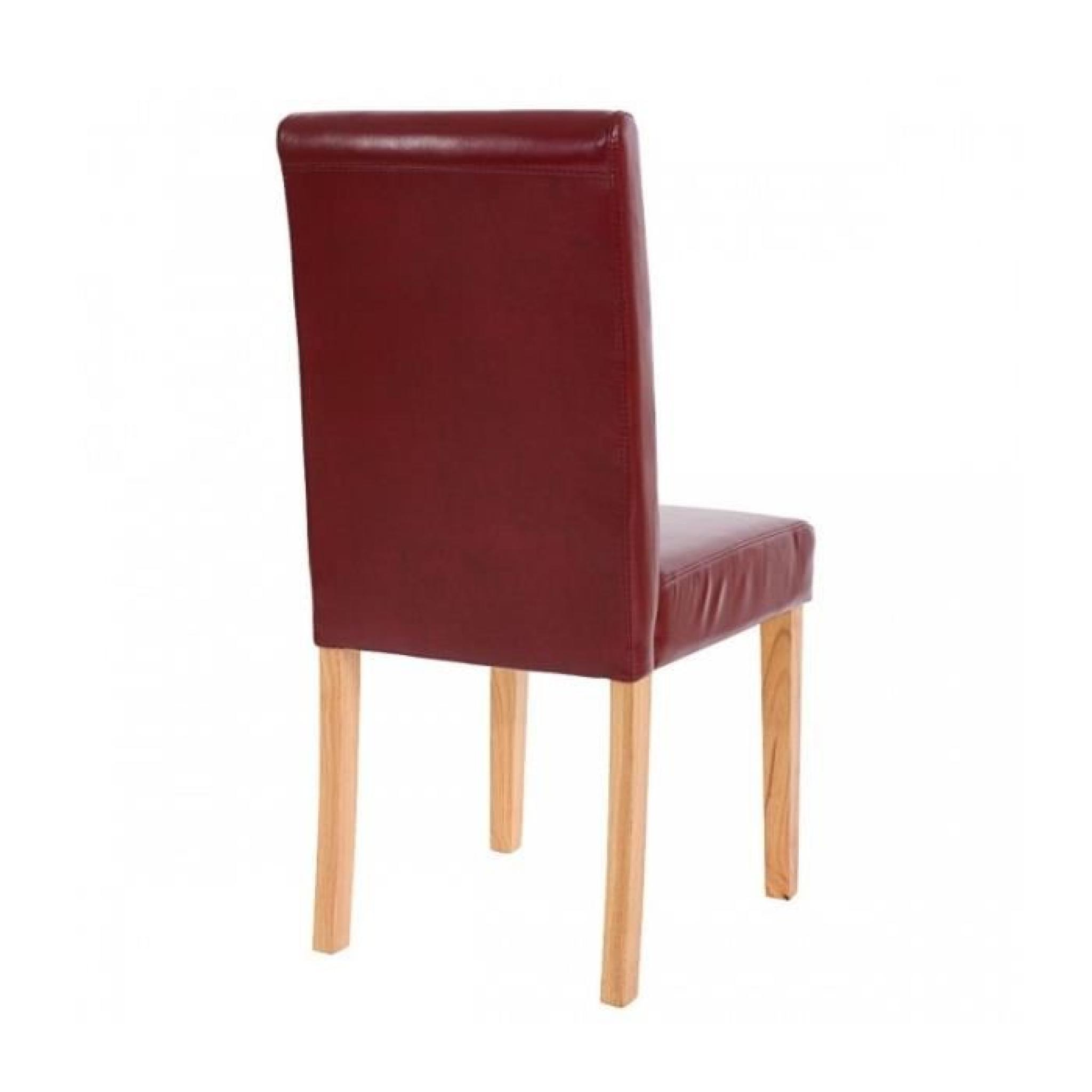 Lot de 4 chaises de salle à manger simili-cuir rouge/brun pieds clairs CDS04134 pas cher