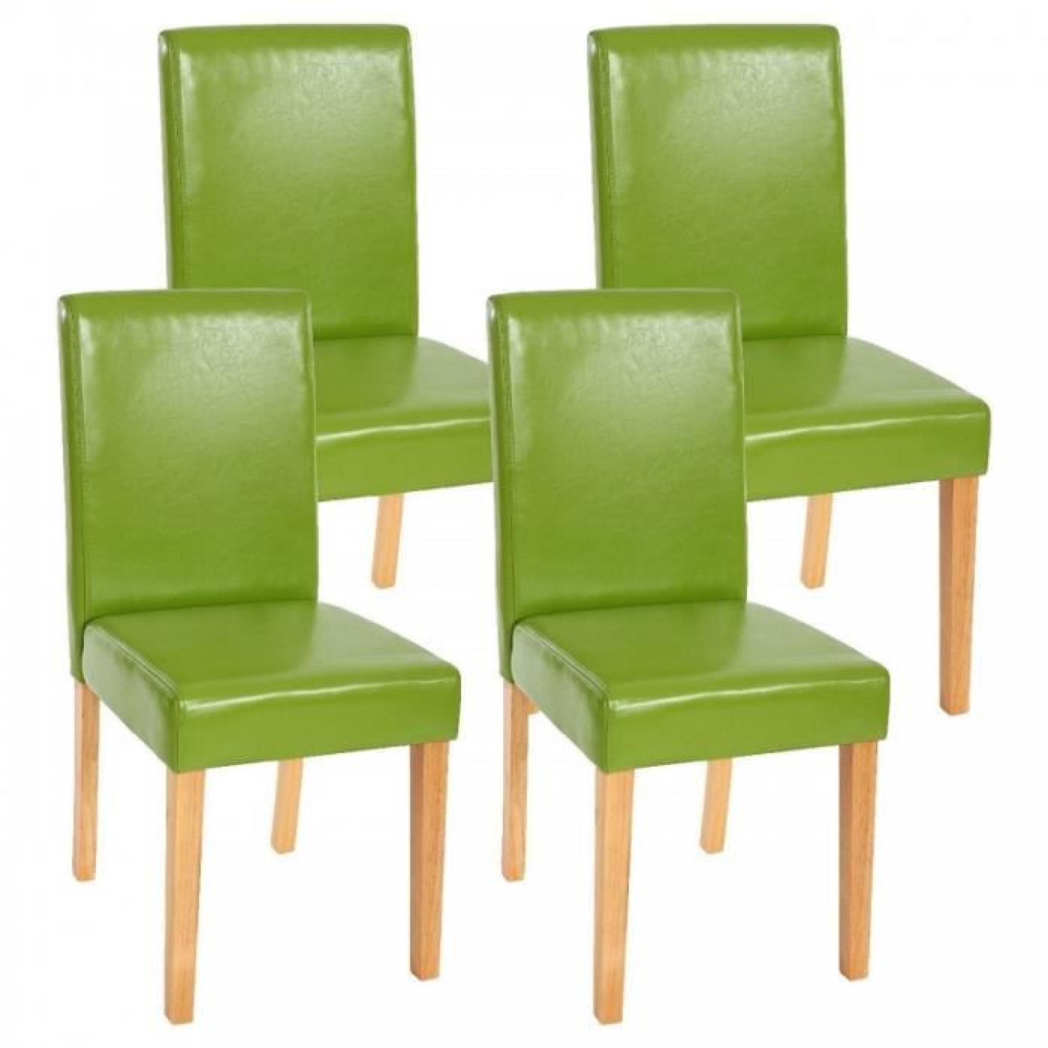 Lot de 4 chaises de salle à manger simili-cuir vert pieds clairs CDS04131