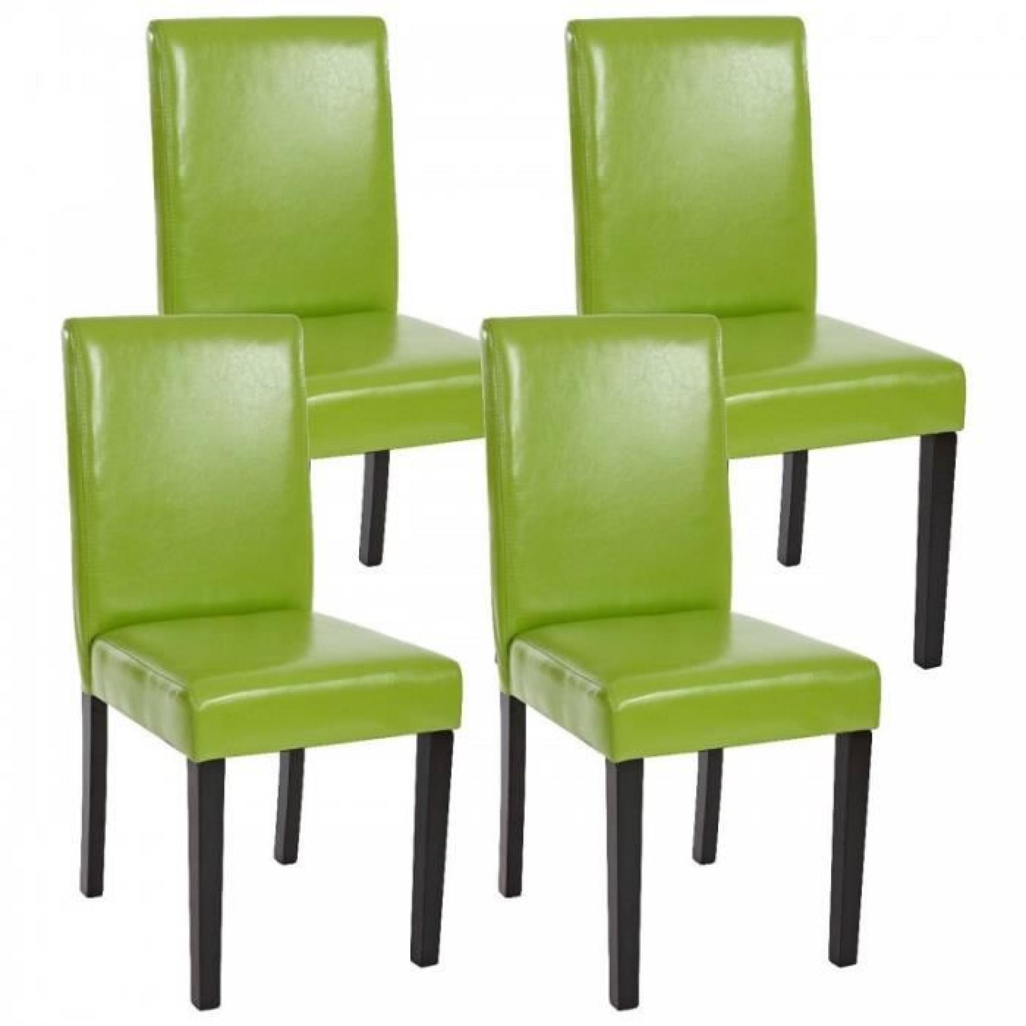 Lot de 4 chaises de salle à manger simili-cuir vert pieds foncés CDS04132