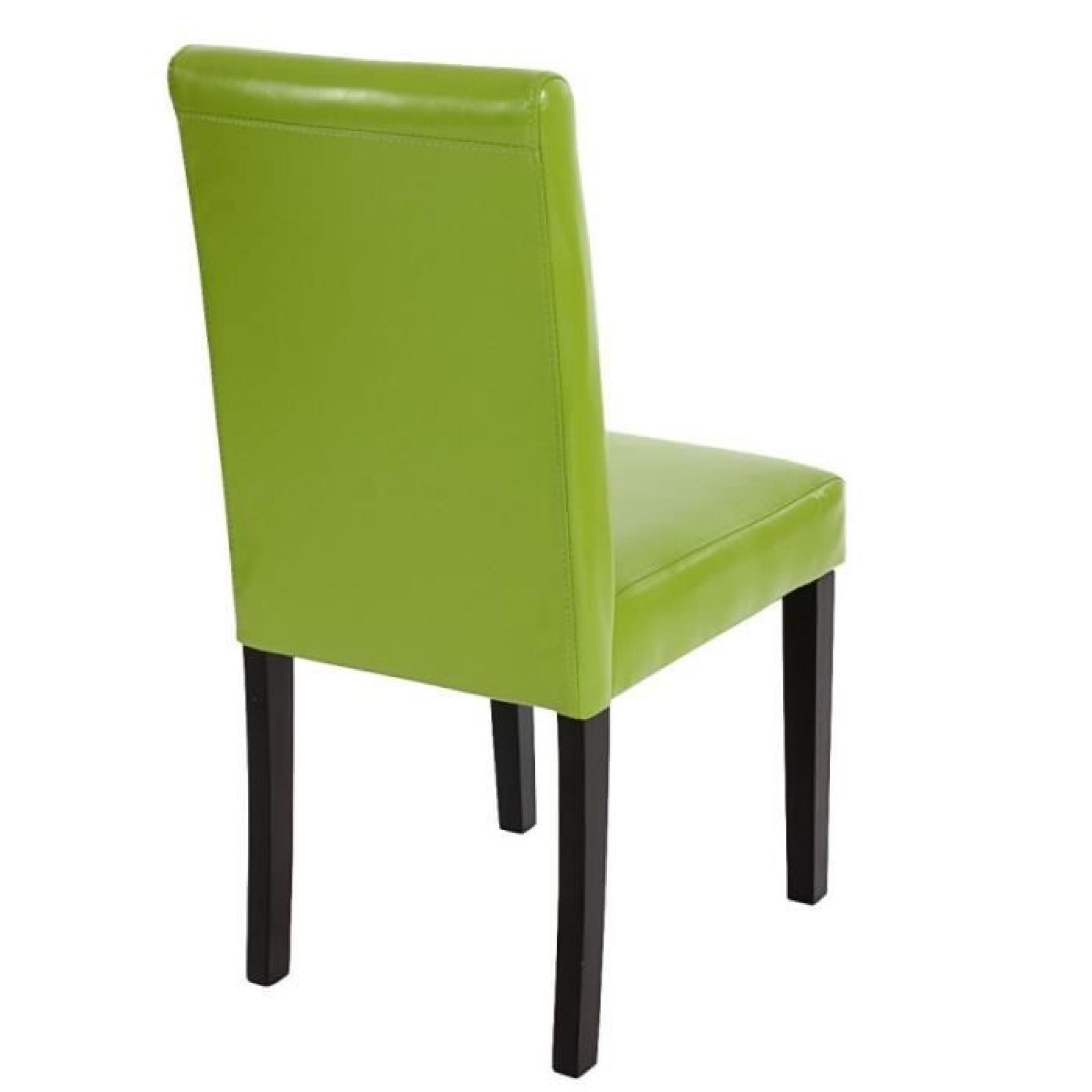 Lot de 4 chaises de salle à manger simili-cuir vert pieds foncés CDS04132 pas cher