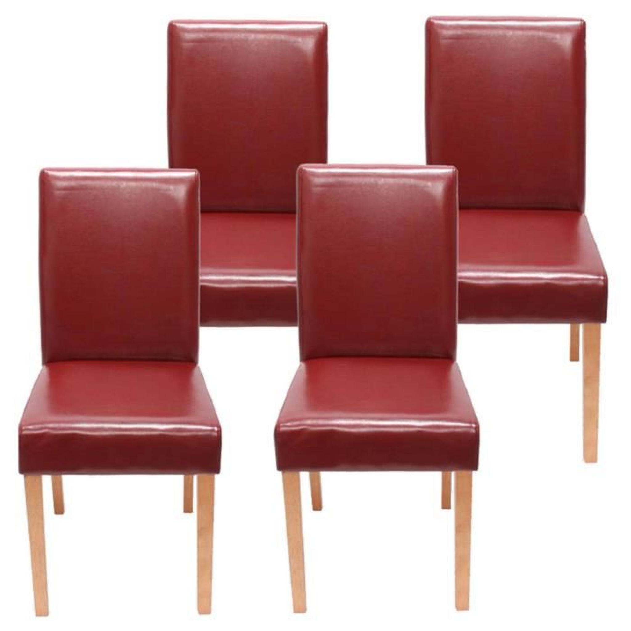 Lot de 4 chaises de salle à manger rouge avec p...