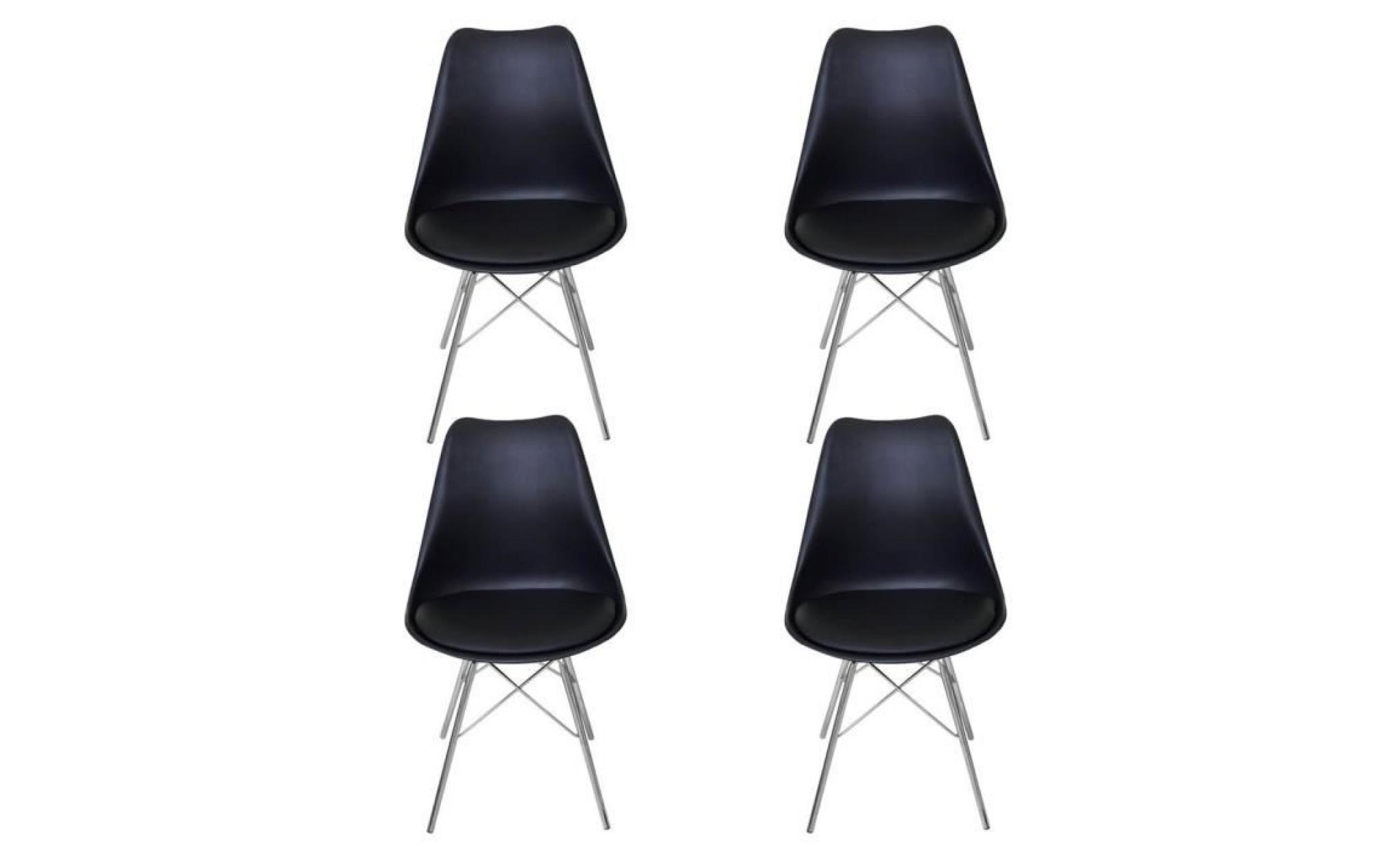 lot de 4 chaises de salle à manger style scandinave noir 48.5 * 54.5 * 81cm