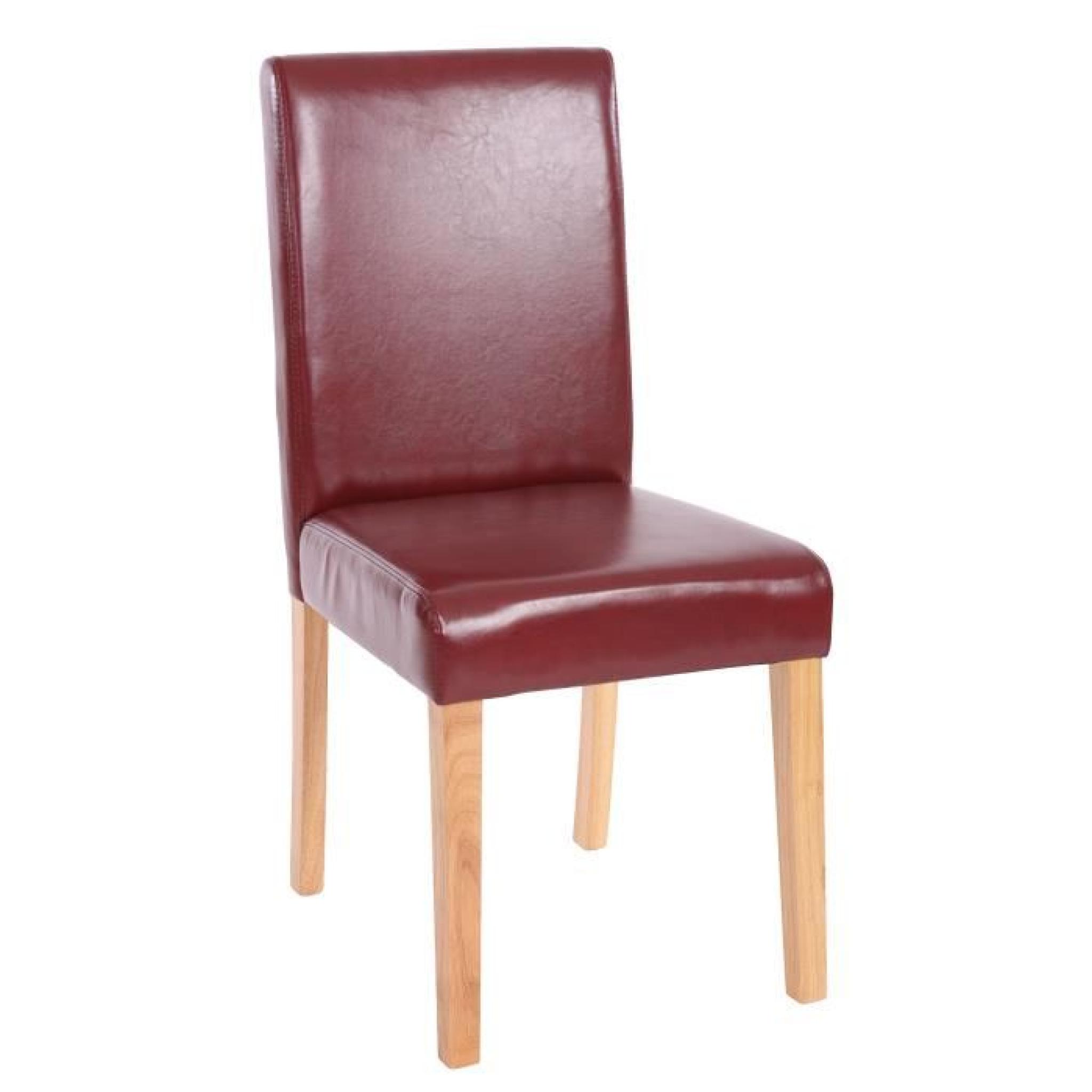 Lot de 4 chaises de séjour Littau, PU, brun rouge, pieds clairs pas cher