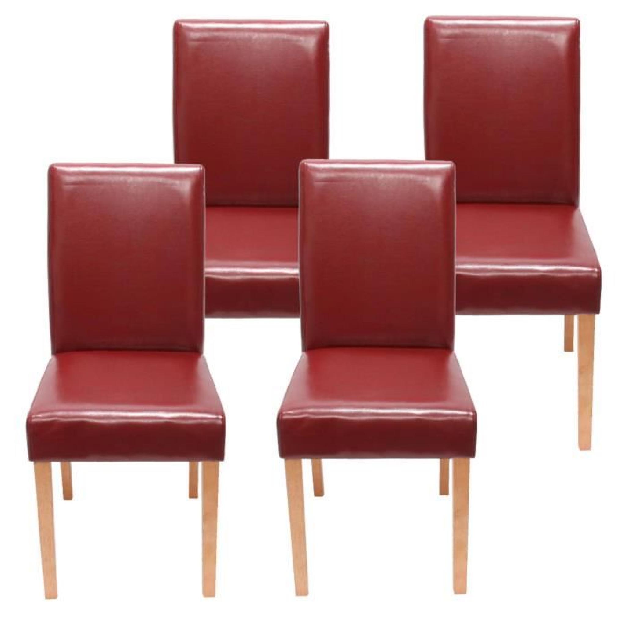 Lot de 4 chaises de séjour Littau, PU, rouge, pieds clairs
