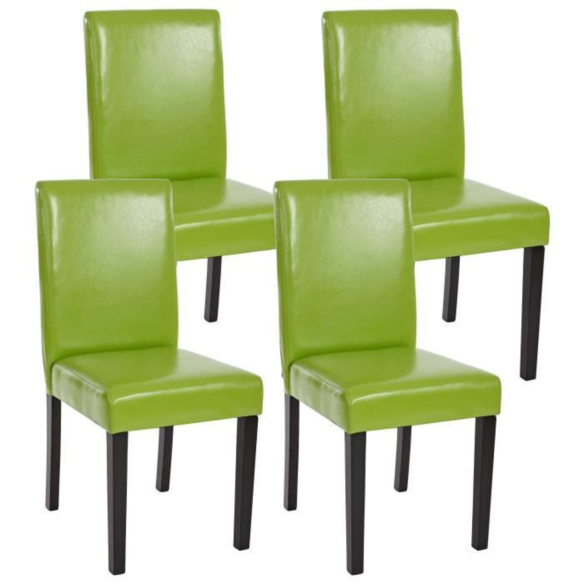Lot de 4 chaises de séjour Littau, PU, vert, pieds clairs