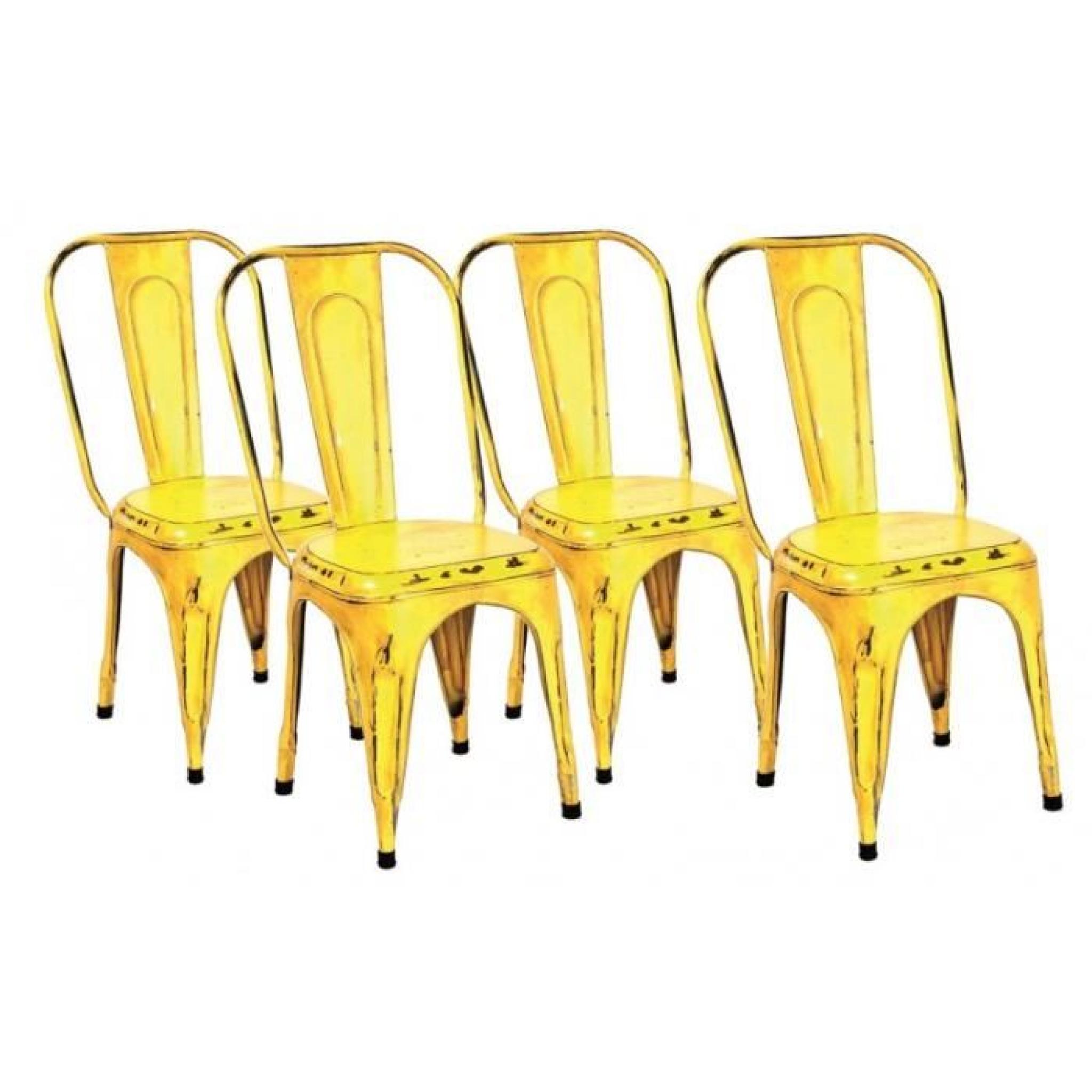Lot de 4 chaises design AIX GELB en acier jaune