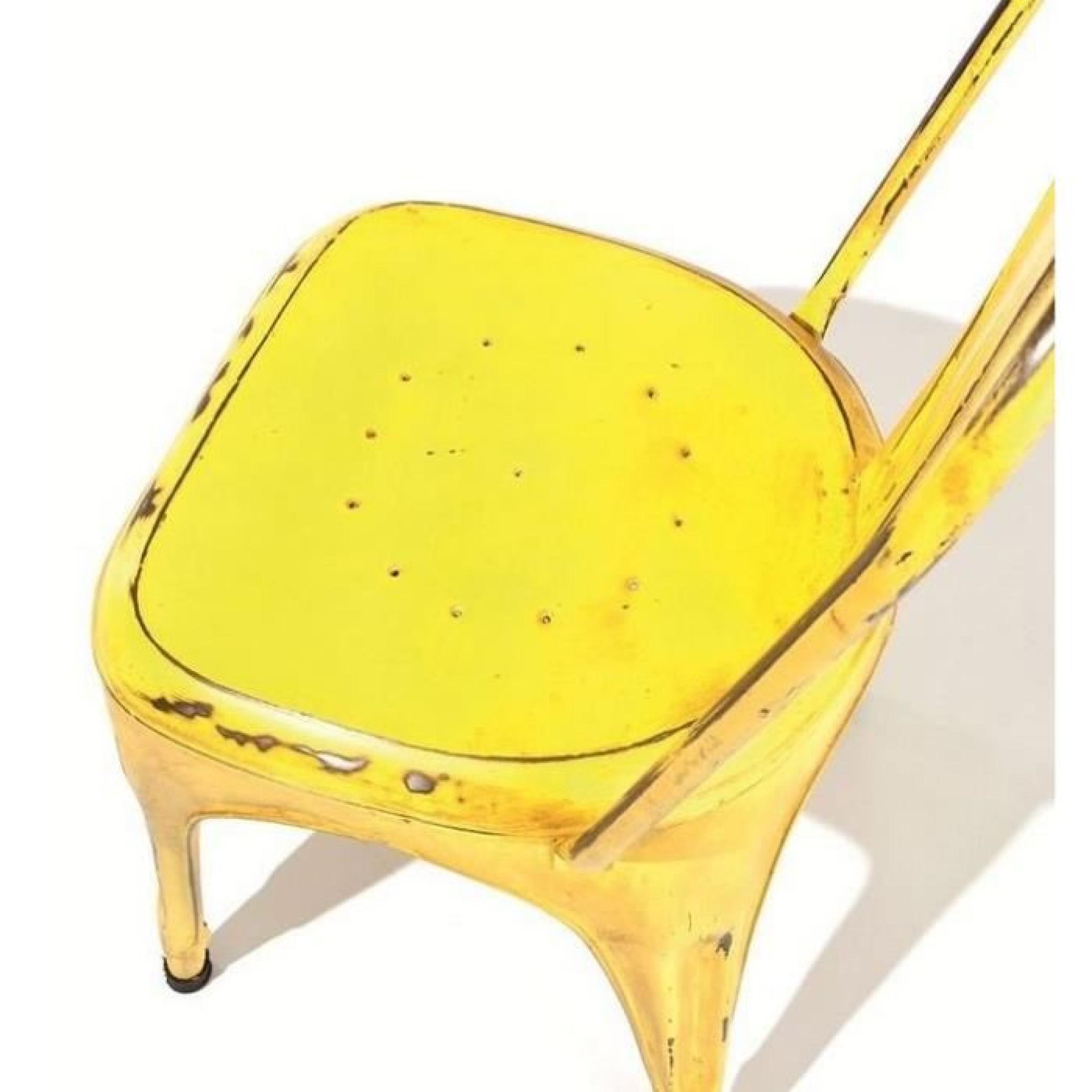Lot de 4 chaises design AIX GELB en acier jaune pas cher