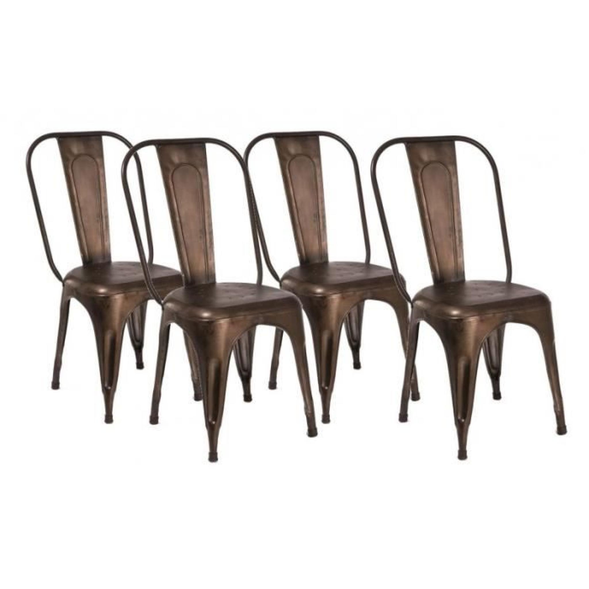 Lot de 4 chaises design AIX ROSTIG en acier marron