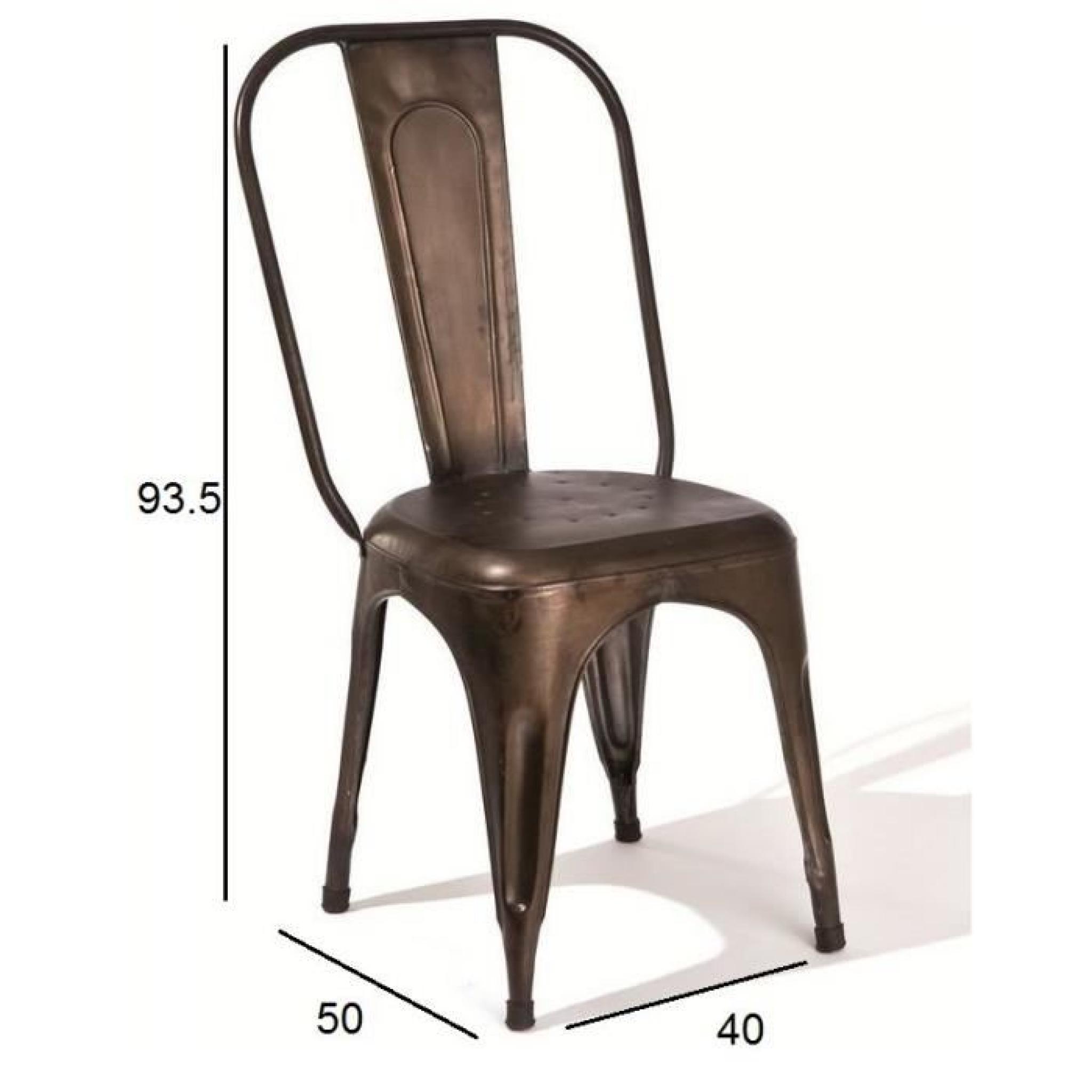 Lot de 4 chaises design AIX ROSTIG en acier marron pas cher