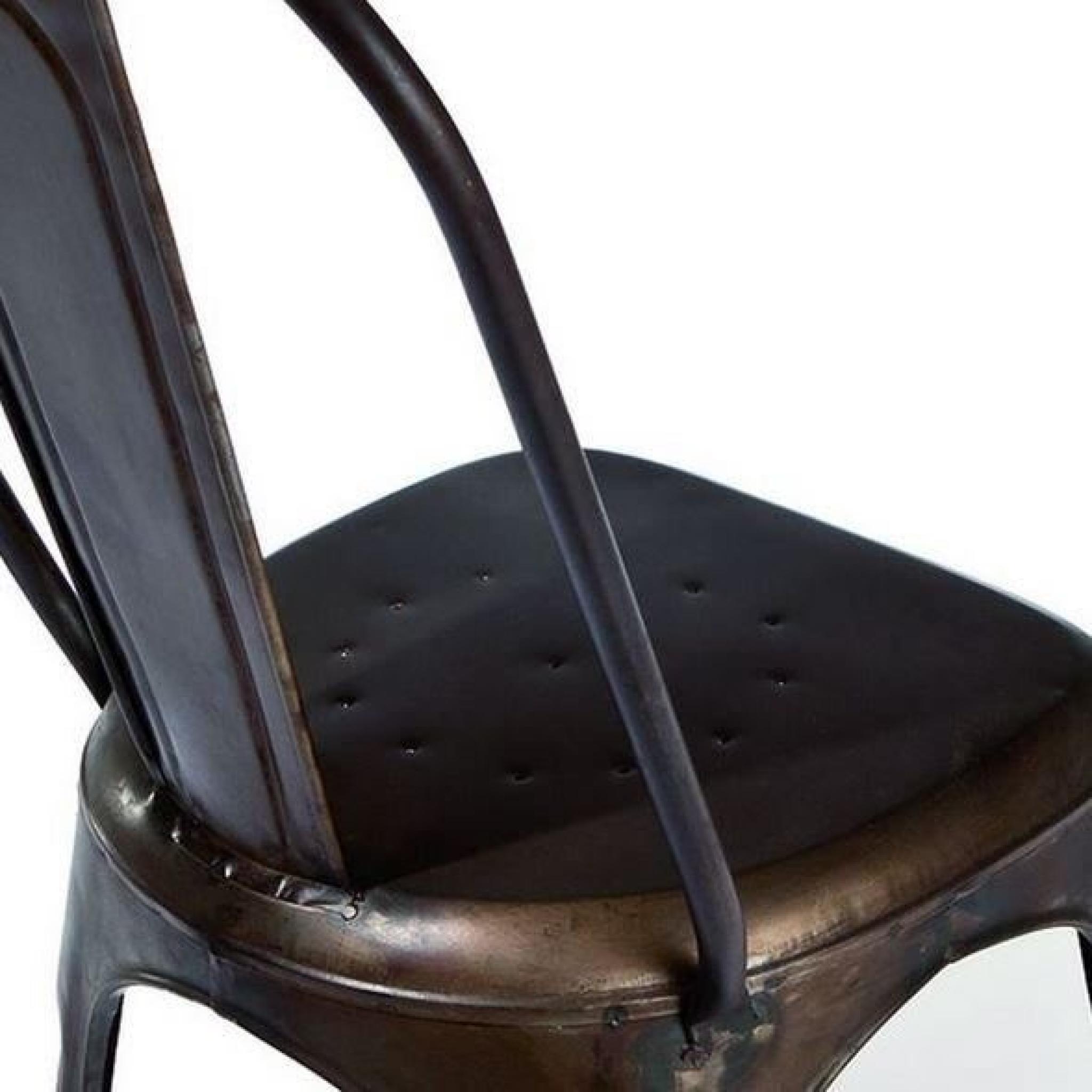 Lot de 4 chaises design AIX ROSTIG en acier marron pas cher