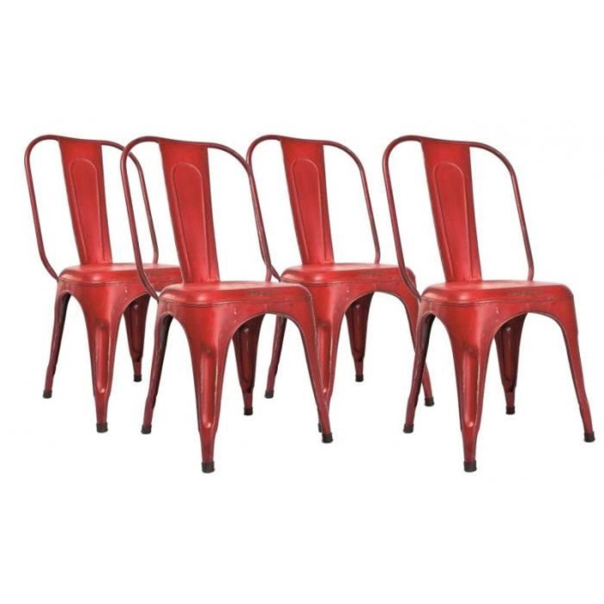 Lot de 4 chaises design AIX ROT en acier rouge