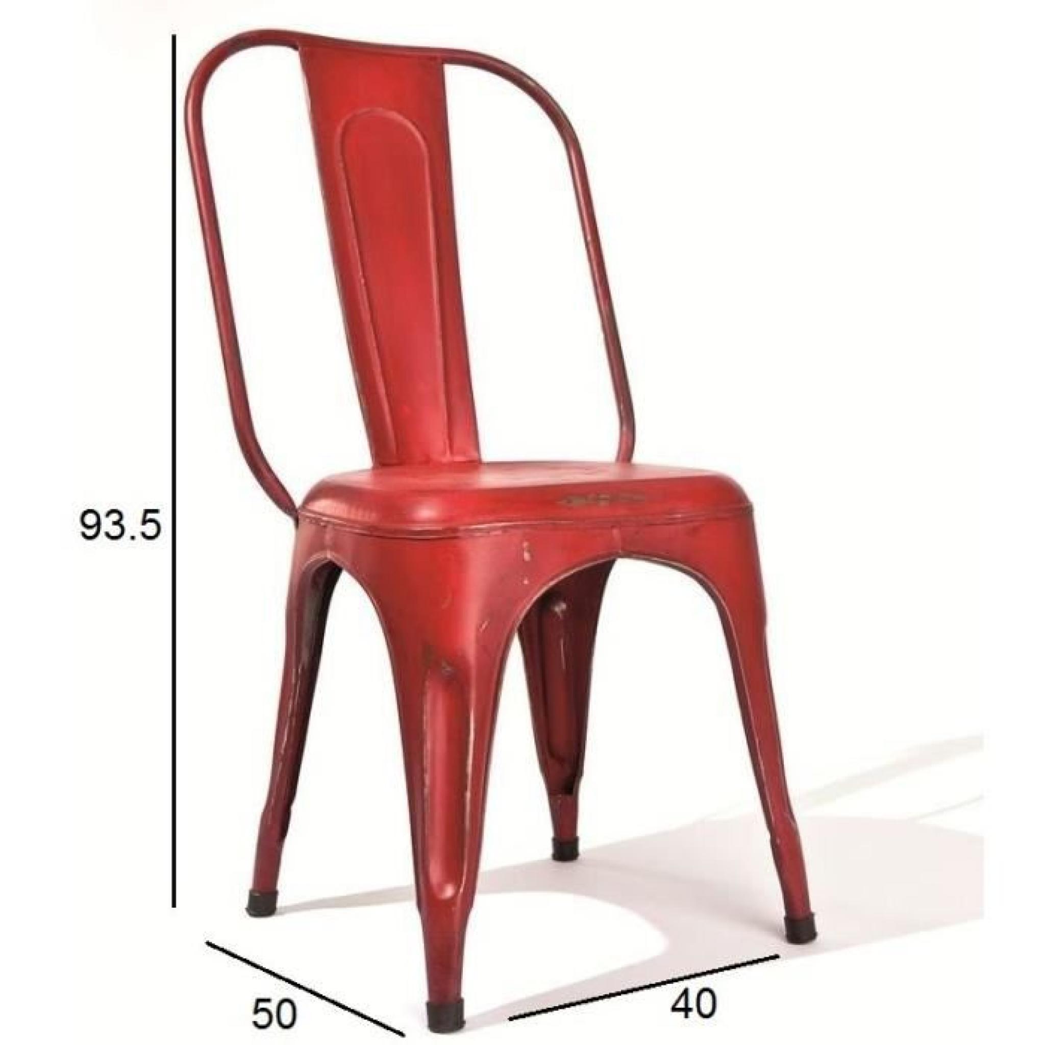 Lot de 4 chaises design AIX ROT en acier rouge pas cher