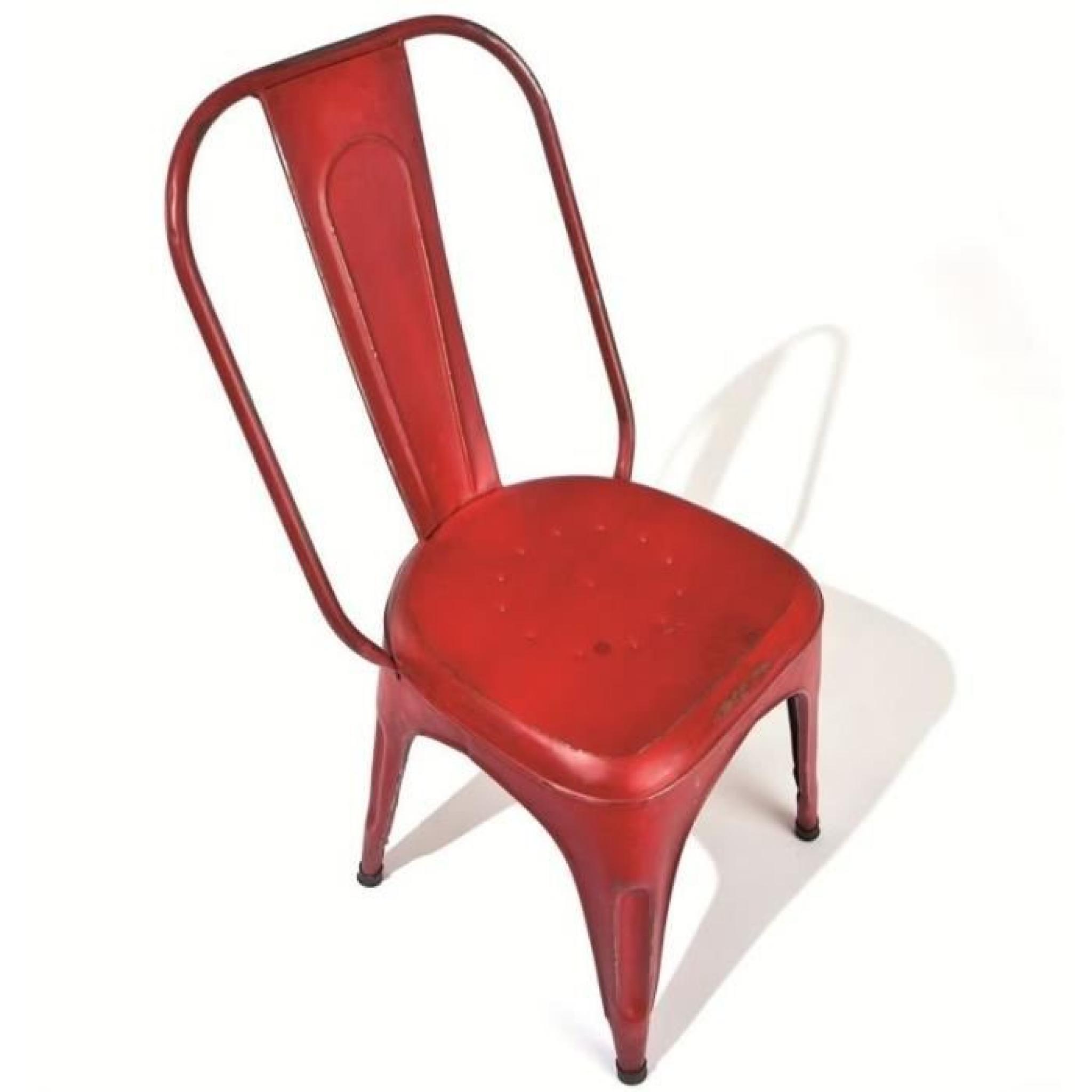 Lot de 4 chaises design AIX ROT en acier rouge pas cher