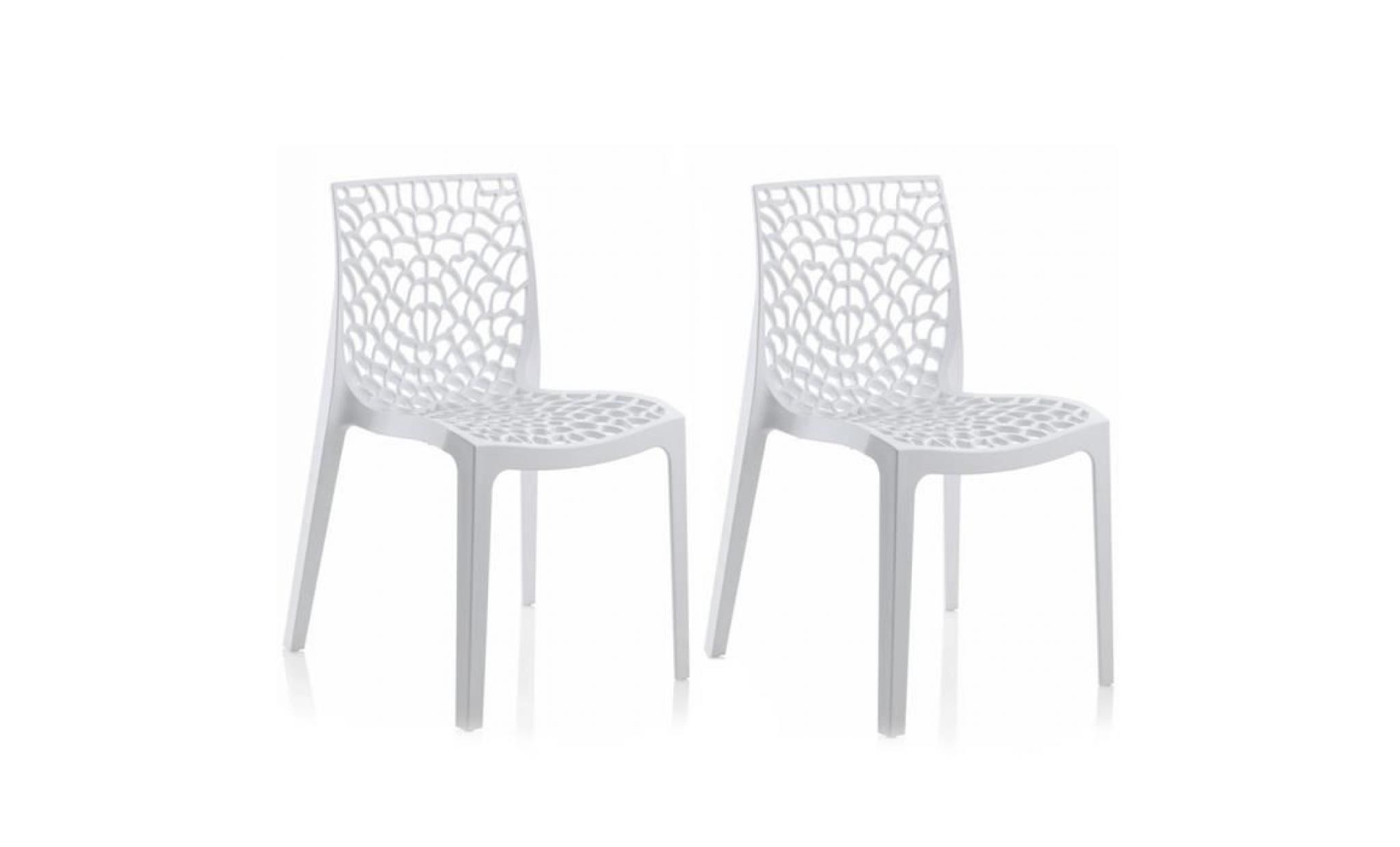 lot de 4 chaises design blanches ajourées et empilables – collection gruyer pas cher