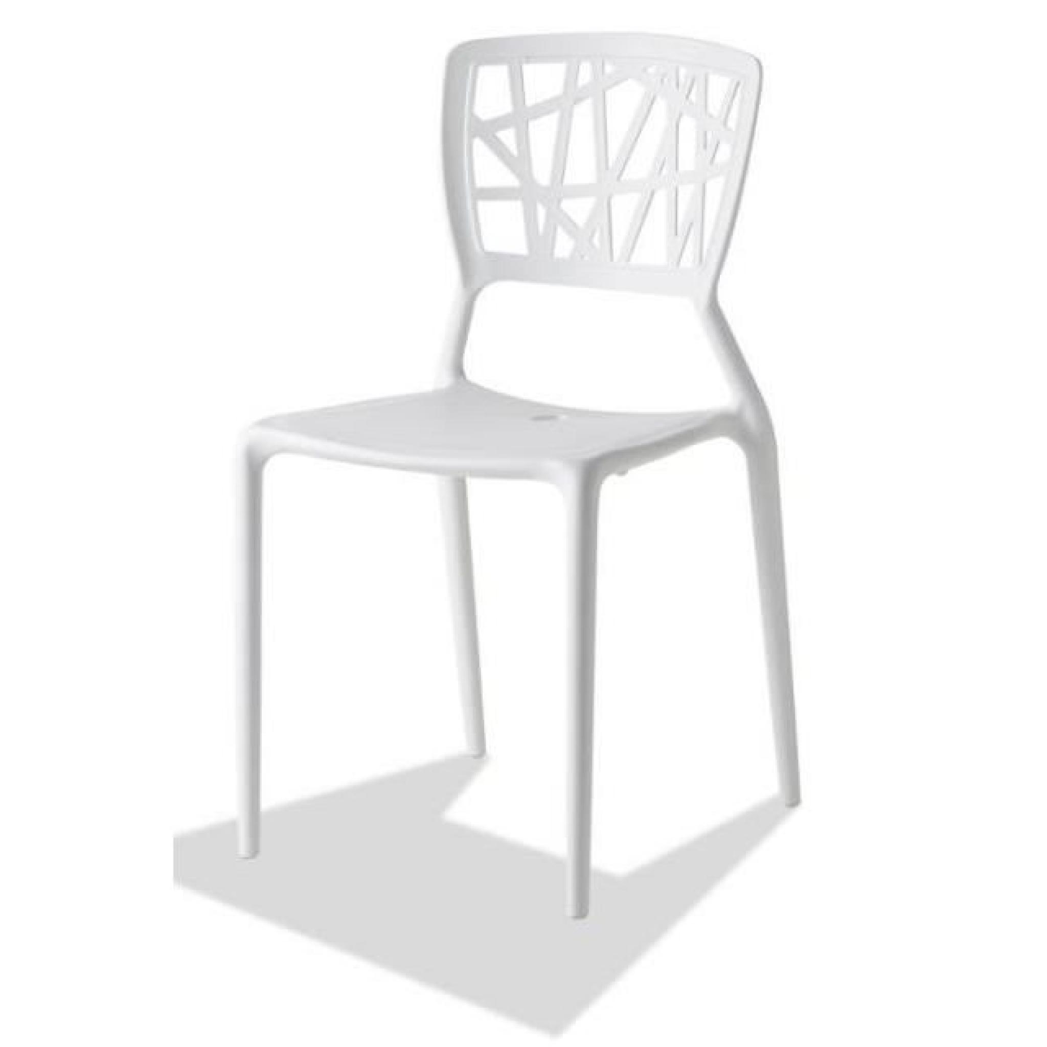 Lot de 4 chaises design blanches empilable en poly