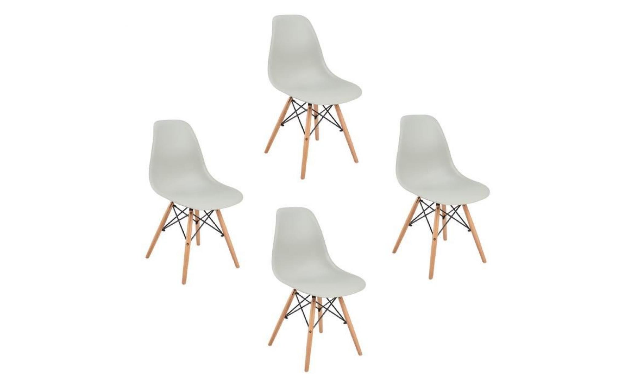 lot de 4 chaises design scandinave gris clair