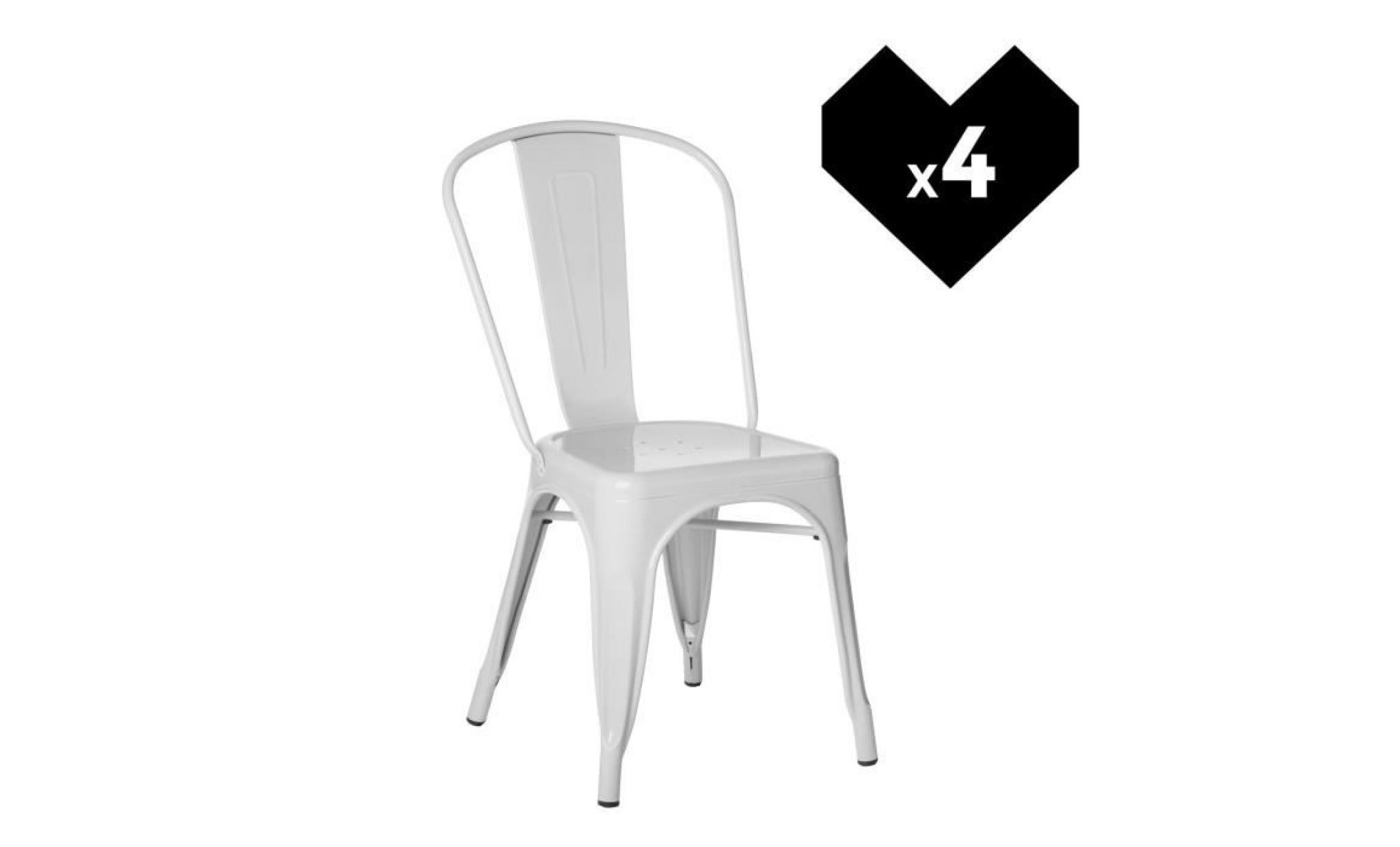 lot de 4 chaises design industriel lix blanc