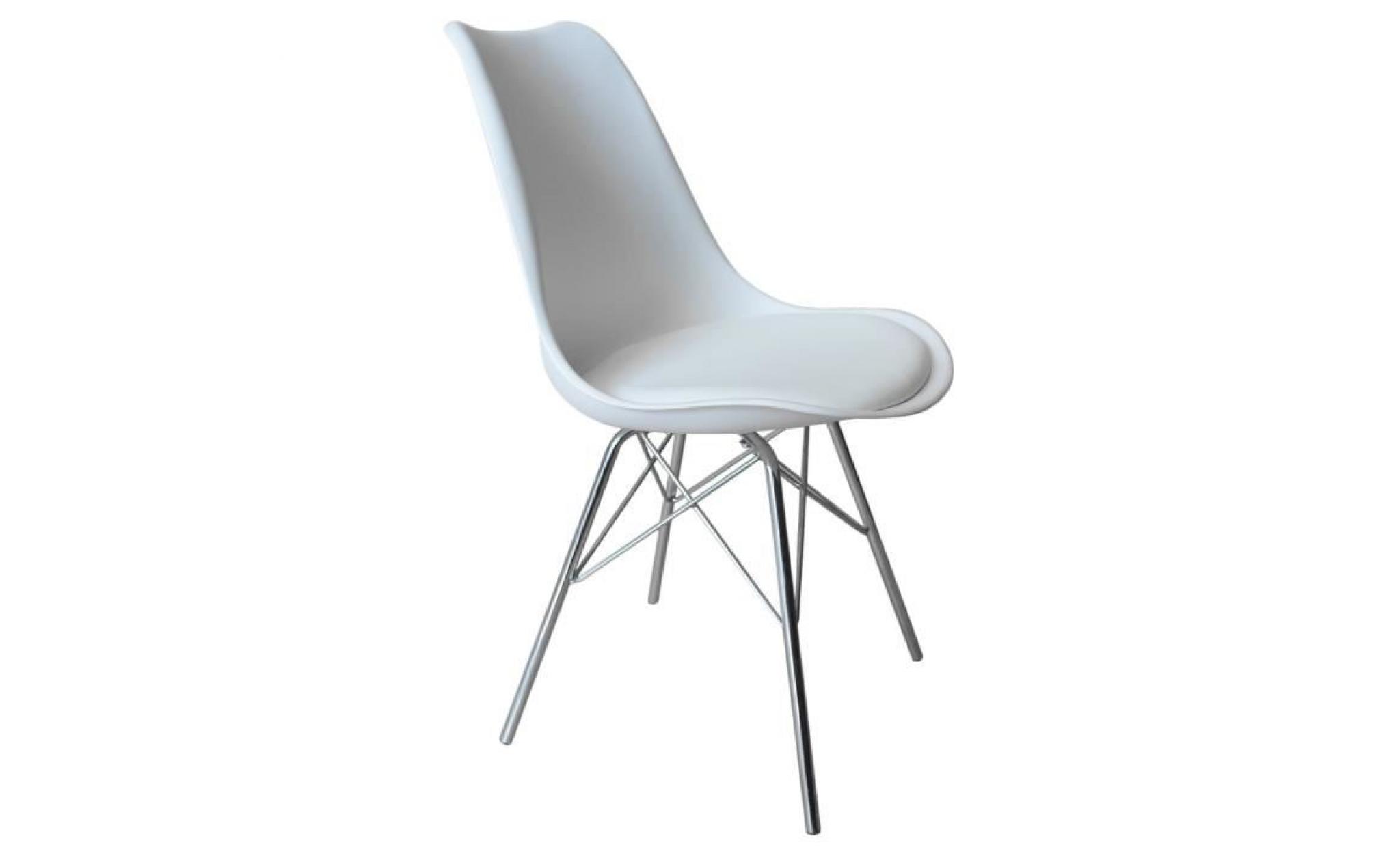 lot de 4 chaises design scandinave avec pieds en métal pour salle À manger   blanc pas cher