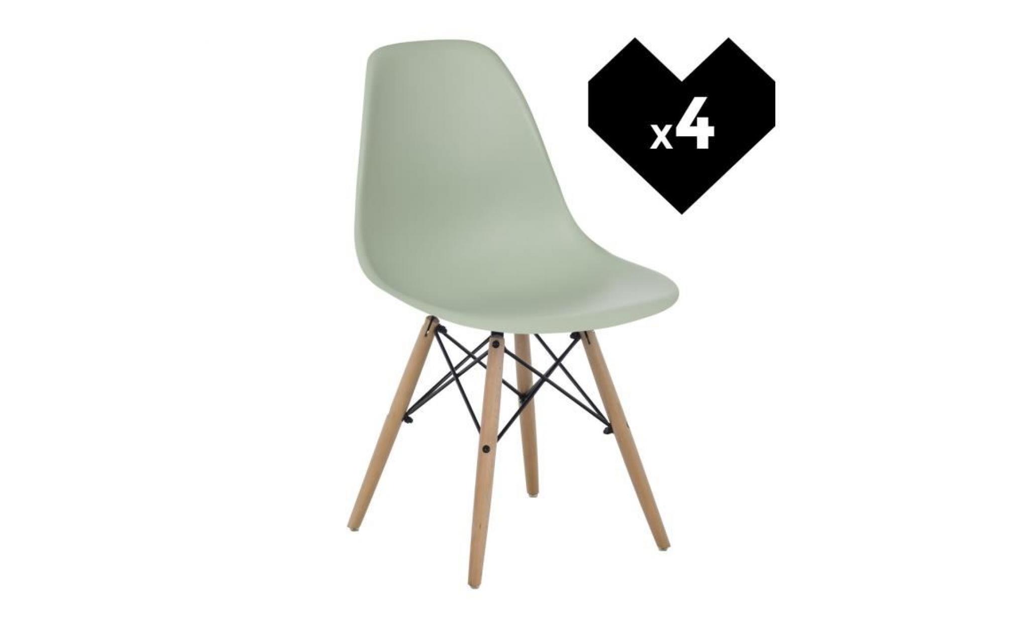 lot de 4 chaises design scandinave ims céladon bois naturel