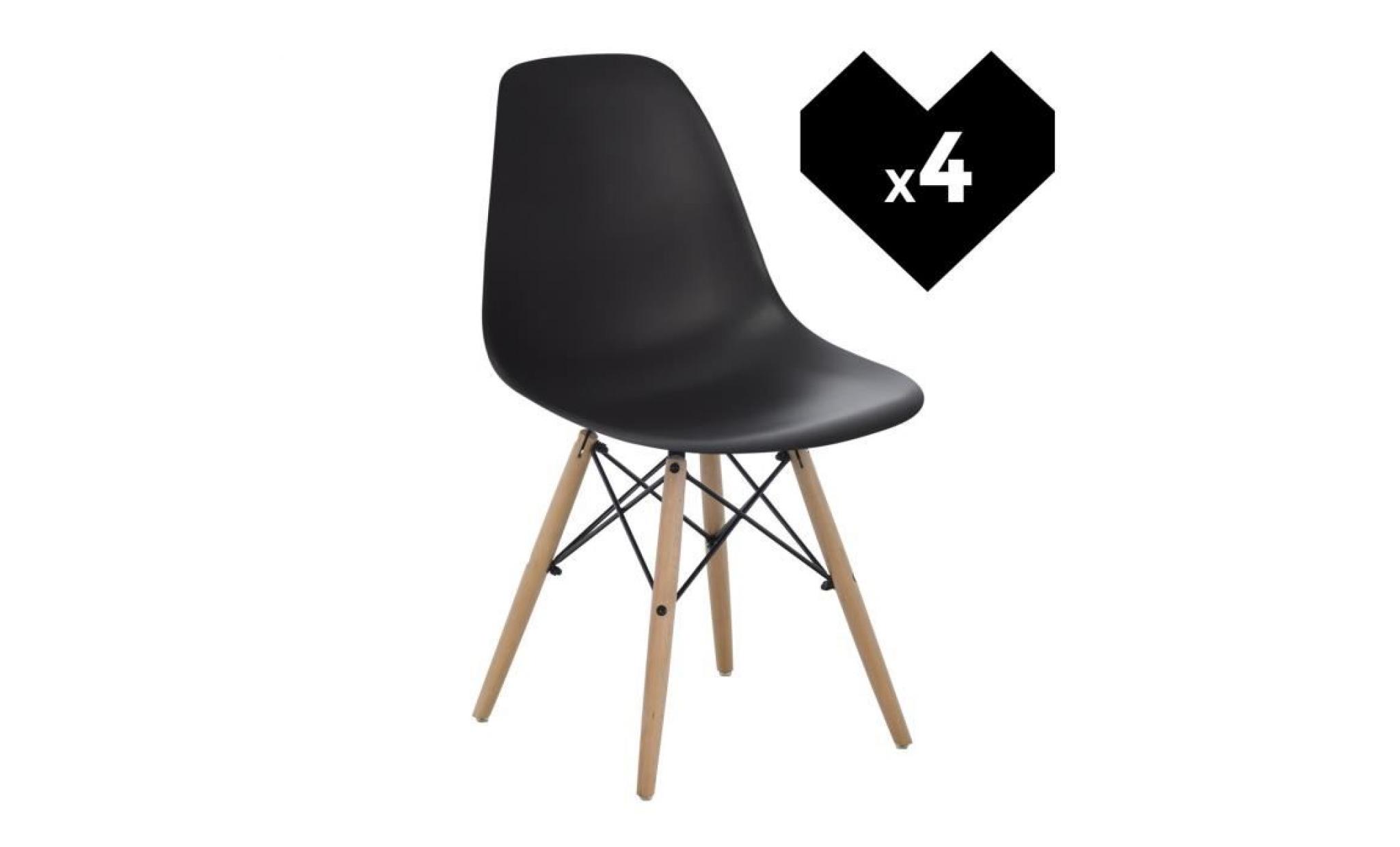 lot de 4 chaises design scandinave ims cobalto bois foncé