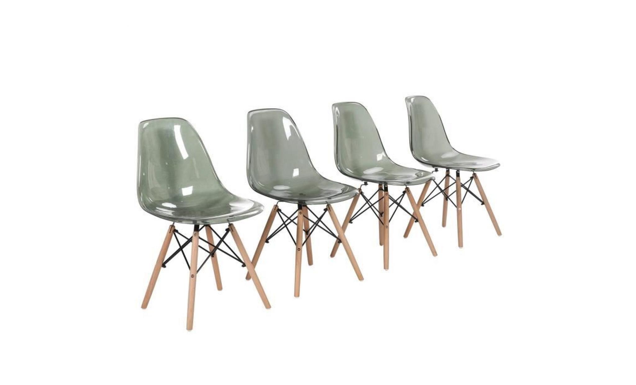 dora household lot de 4 gris chaise de salle à manger chaise scandinave pieds en bois de hêtre massif   46.5 x 42 x 82.5cm