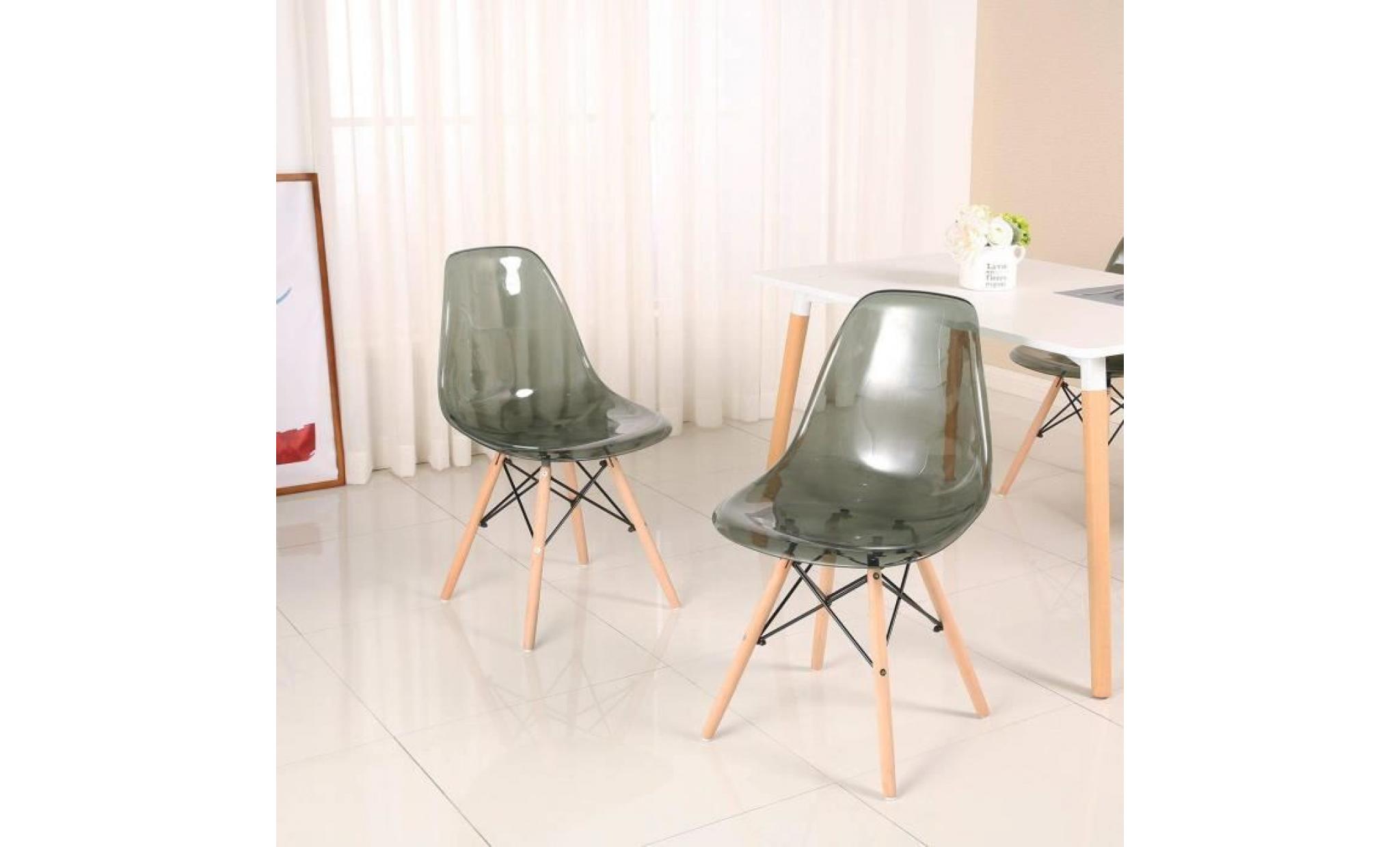 dora household lot de 4 gris chaise de salle à manger chaise scandinave pieds en bois de hêtre massif   46.5 x 42 x 82.5cm pas cher