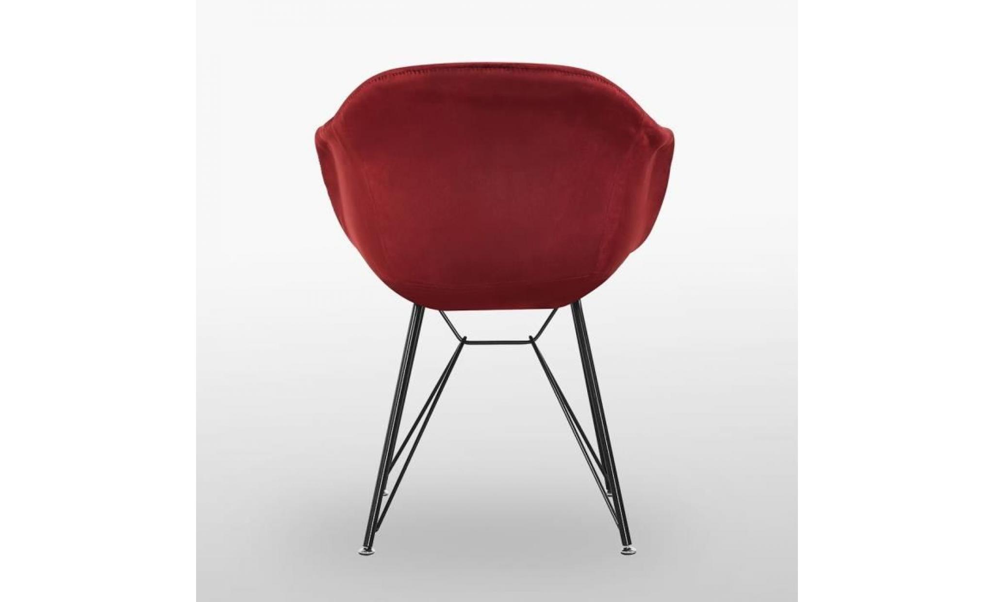 lot de 4 chaises design valentina en velours rouge   salle à manger, salon ou bureaau pas cher