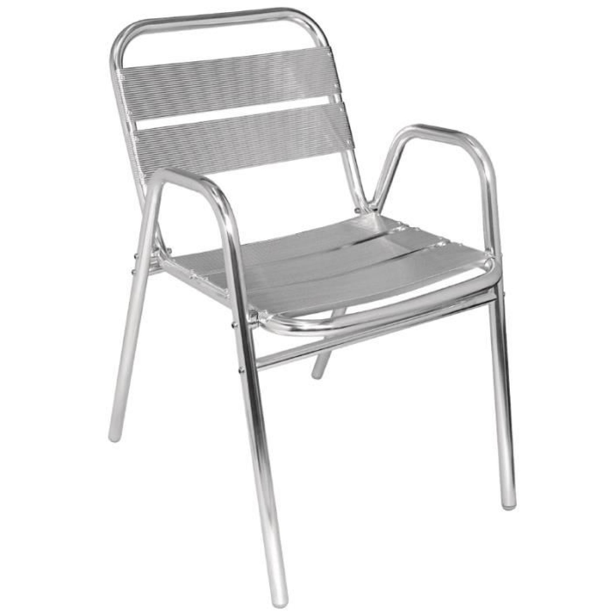 Lot de 4 chaises empilables en aluminium coloris argenté