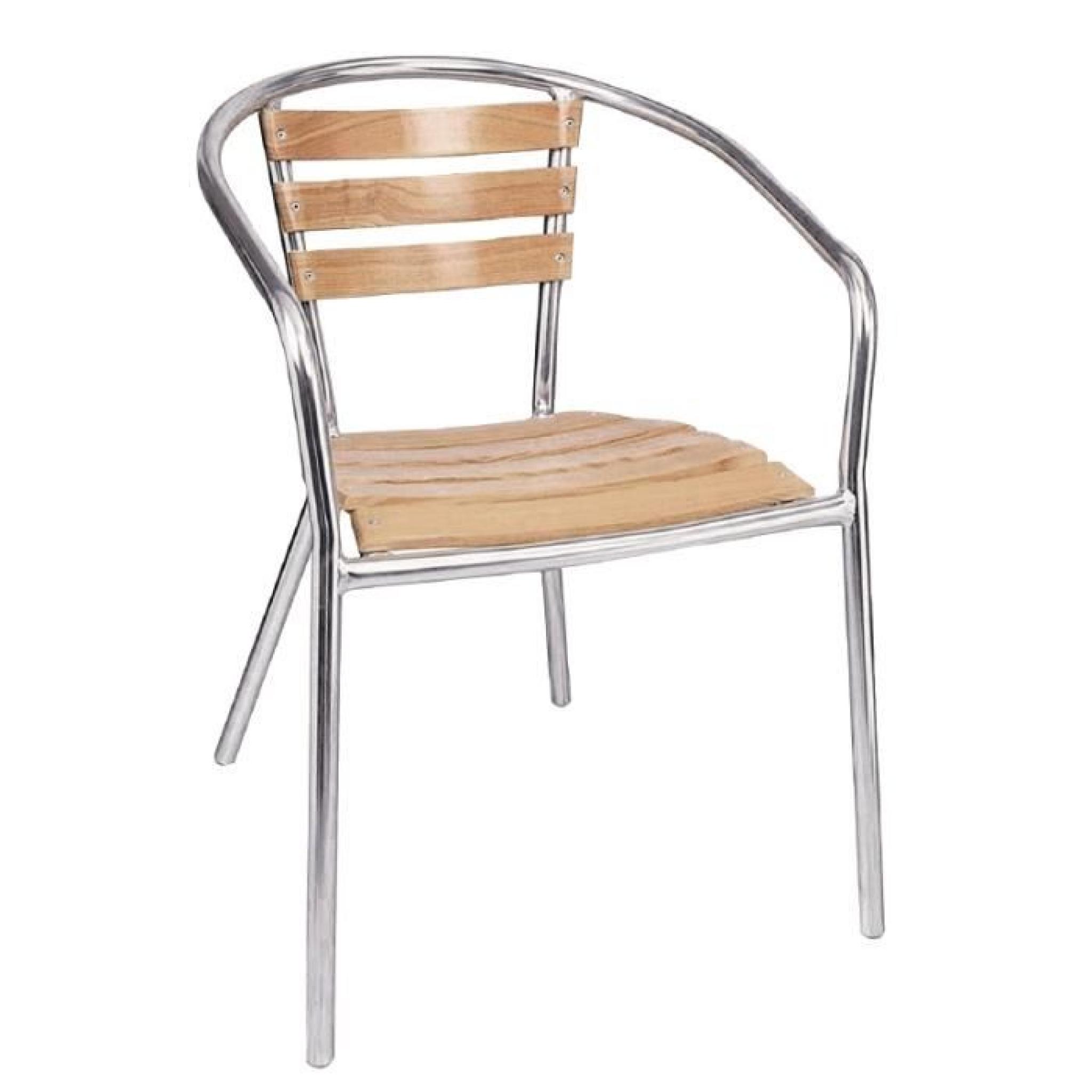 Lot de 4 chaises empilables en aluminium et frêne