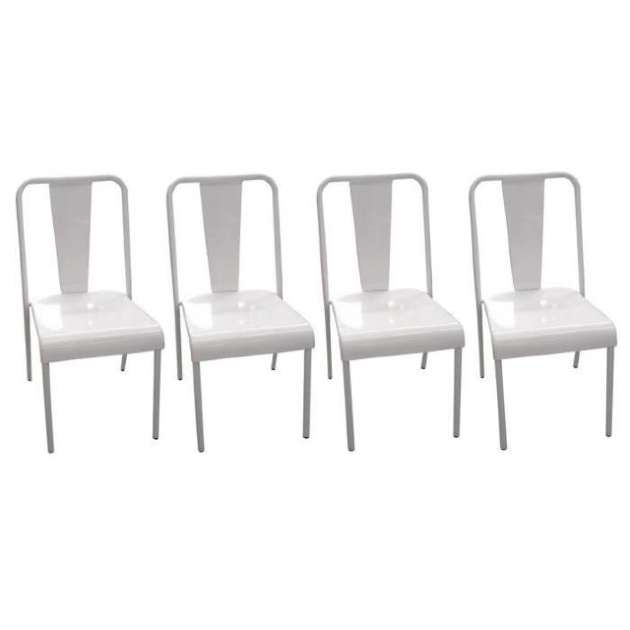 Lot de 4 chaises en métal HIPOLYTE Blanc