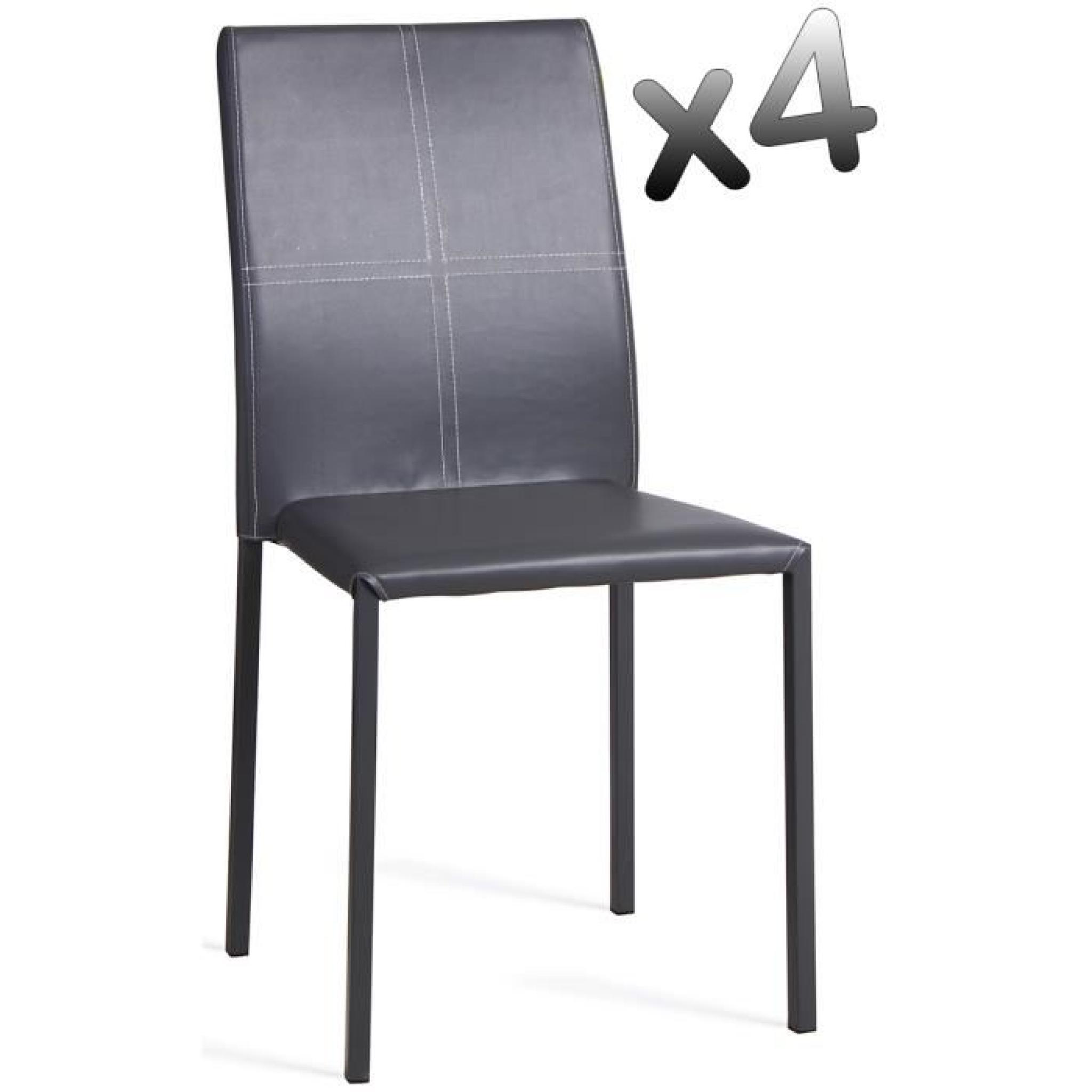 Lot de 4 chaises en PU coloris gris Alexia, H86...