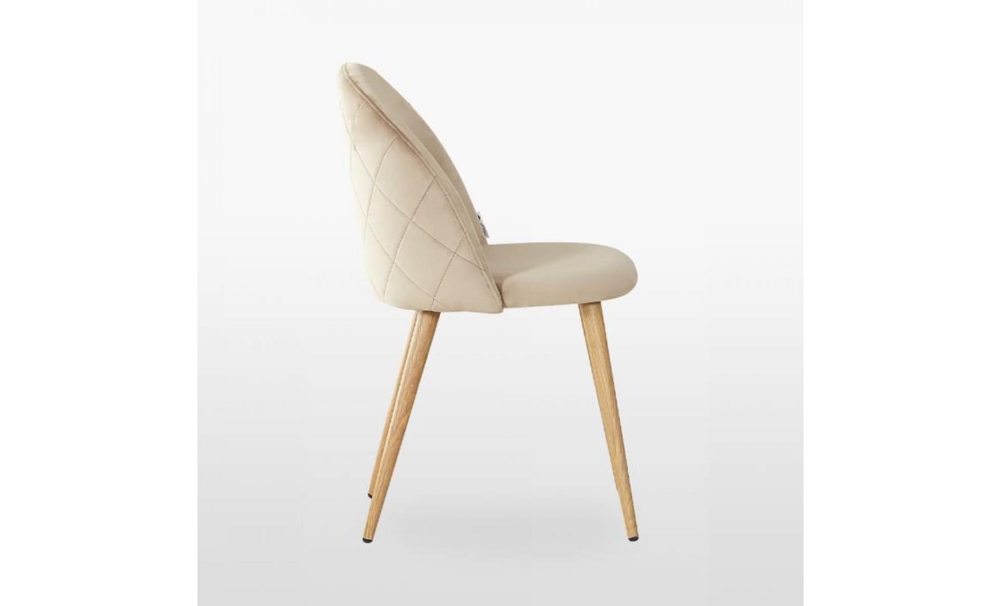 lot de 4 chaises en velours vintage beige   inspiration scandinave pas cher