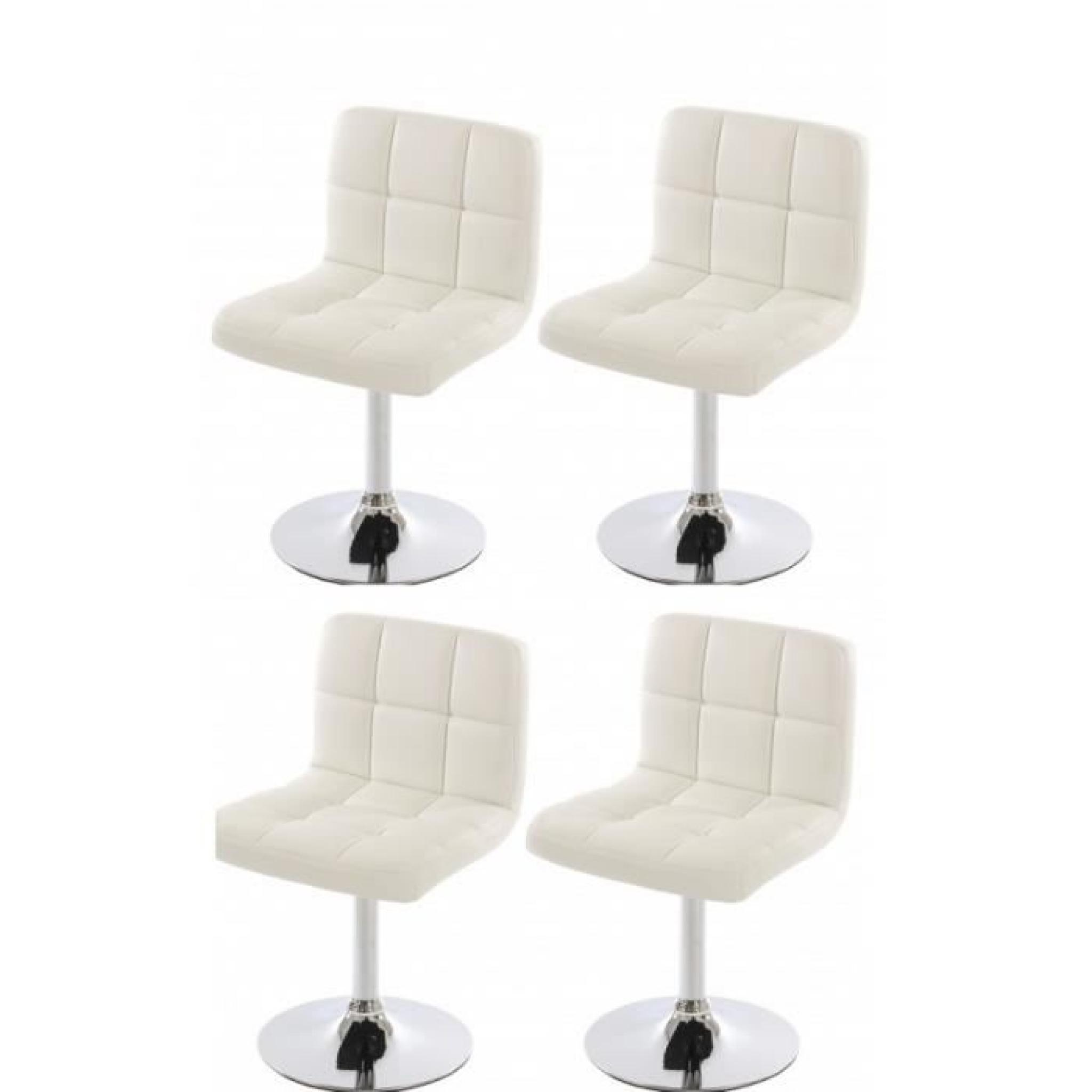 Lot de 4 chaises fauteuils de salle à manger en simili-cuir crème CDS04166