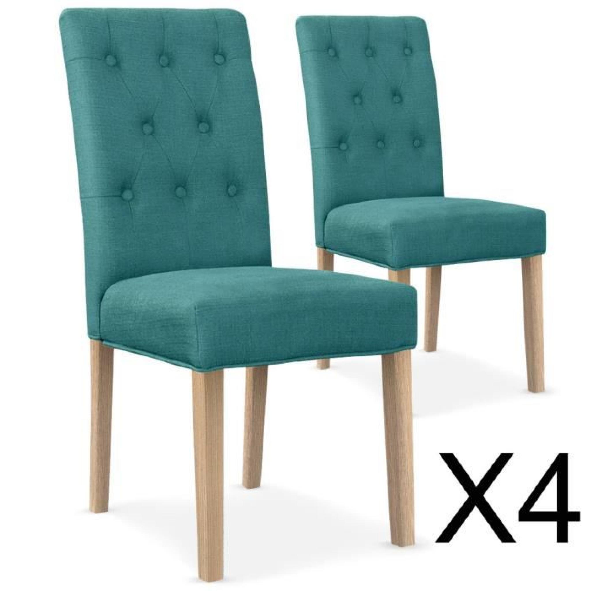 Lot de 4 chaises Gaya capitonnées en tissu bleu turquoise