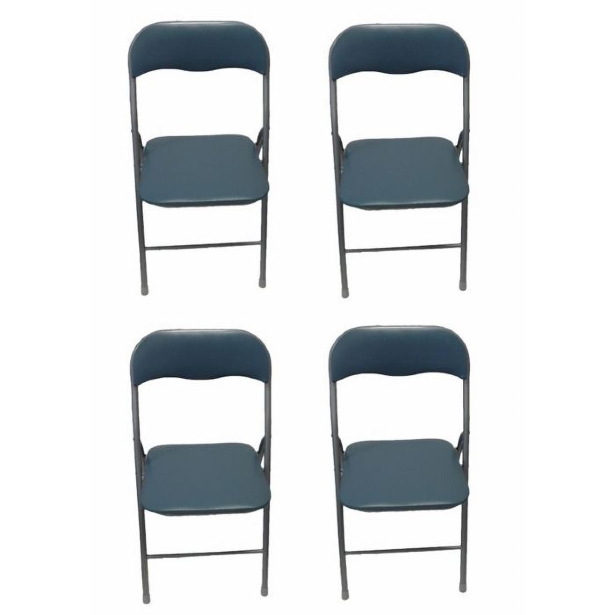Lot de 4 chaises pliantes Gris bleuté